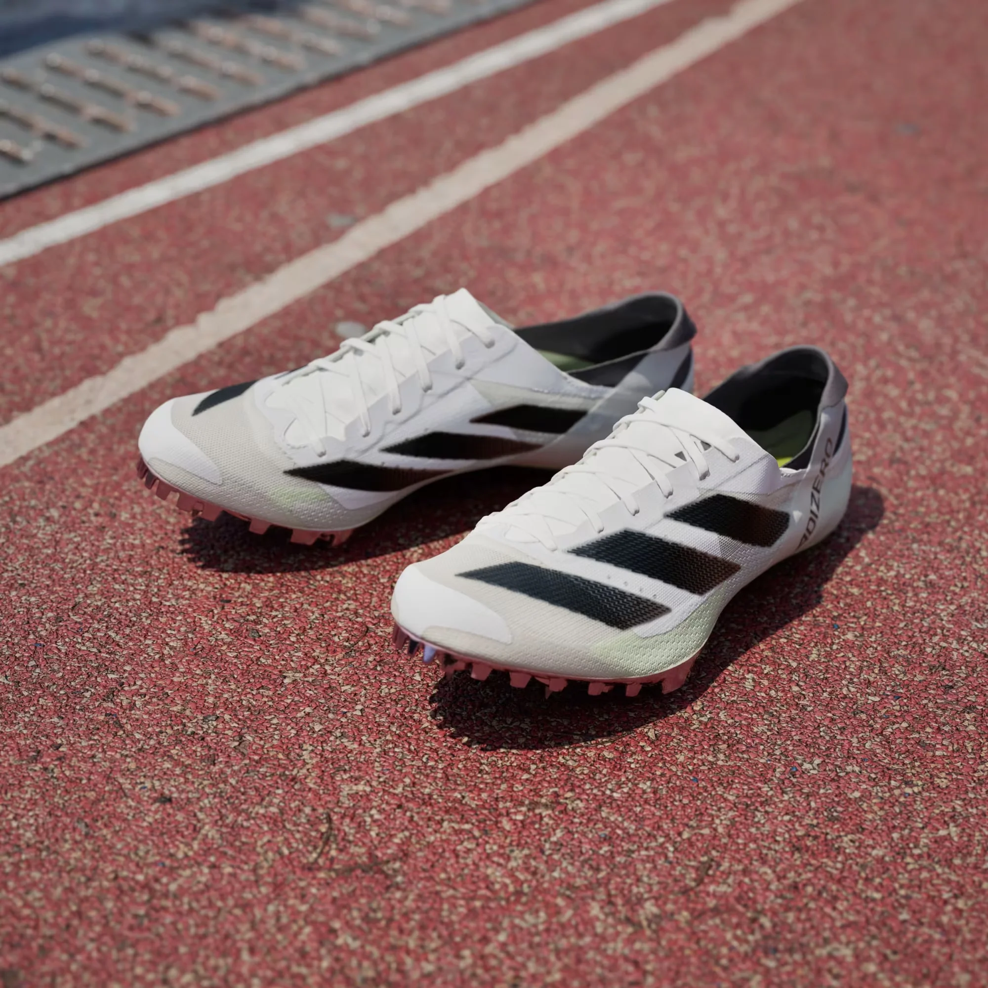 adidas Adizero Finesse Running Spikes Cloud White / Core Black / Green Spark - Image 5