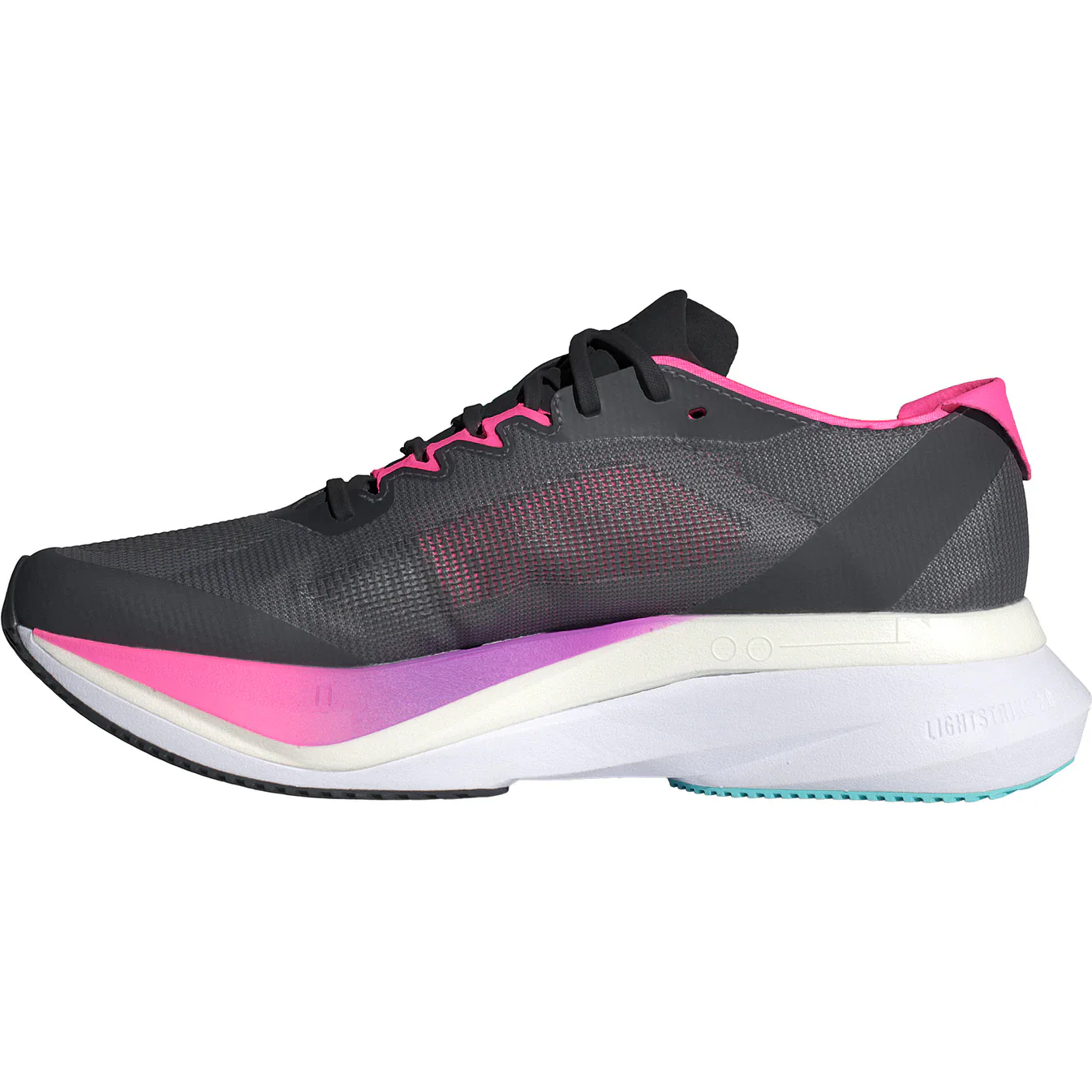Women's Adizero Boston 12 Grey Five / Crystal Jade / Lucid Pink - Image 3