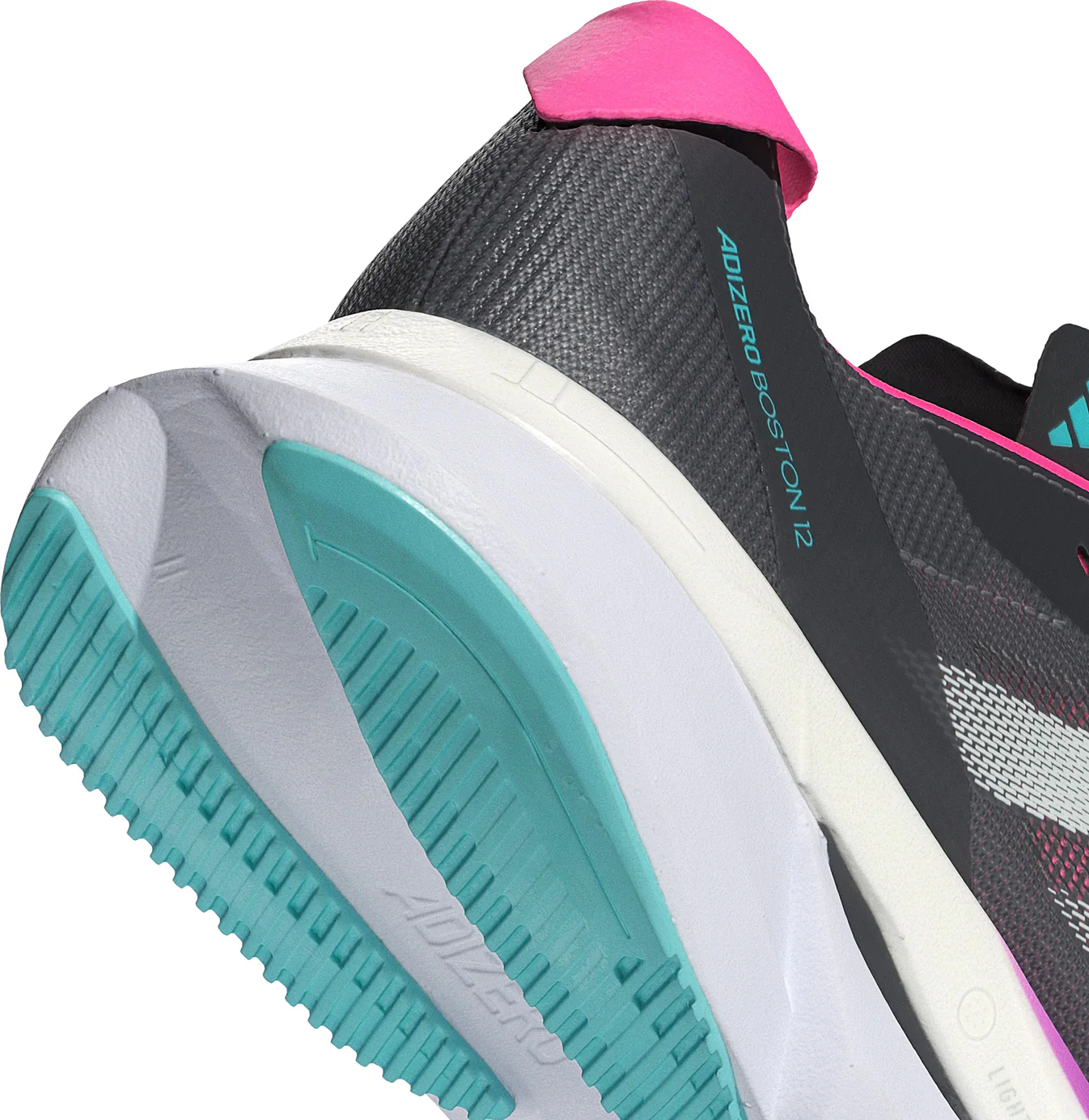 Women's Adizero Boston 12 Grey Five / Crystal Jade / Lucid Pink - Image 4