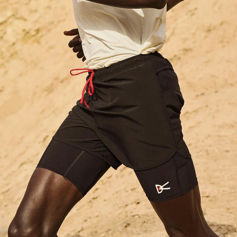 Men's Layered Pocketed Trail Shorts Black - Image 3
