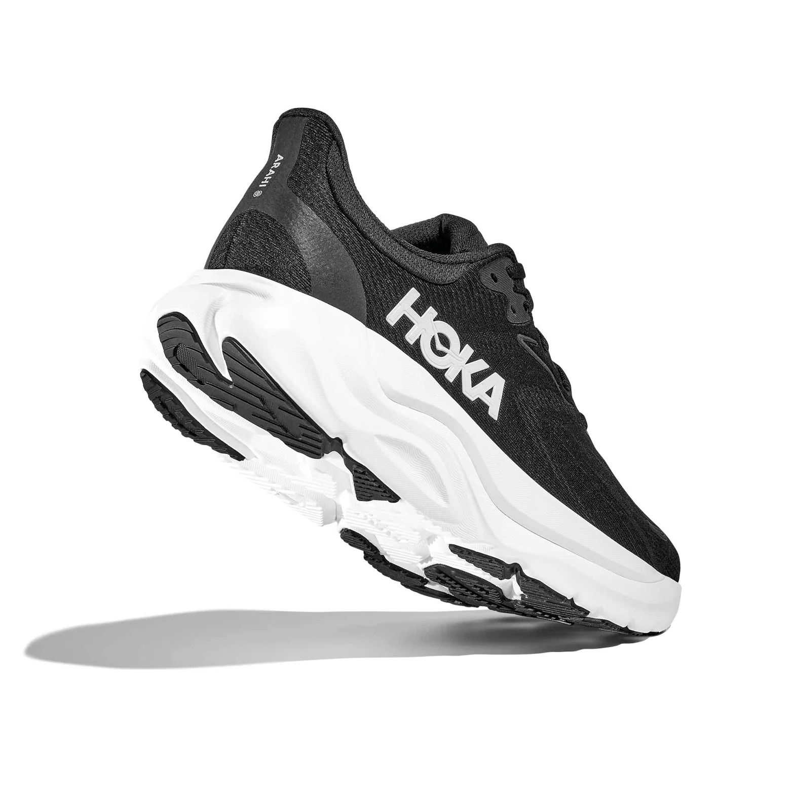 Women's Arahi 8 Wide Fit Running Shoes Black / White - Image 6