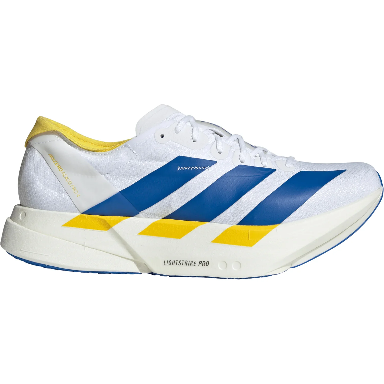 Men's Adizero Adios Pro 4 Running Shoes Cloud White / Blue / Yellow