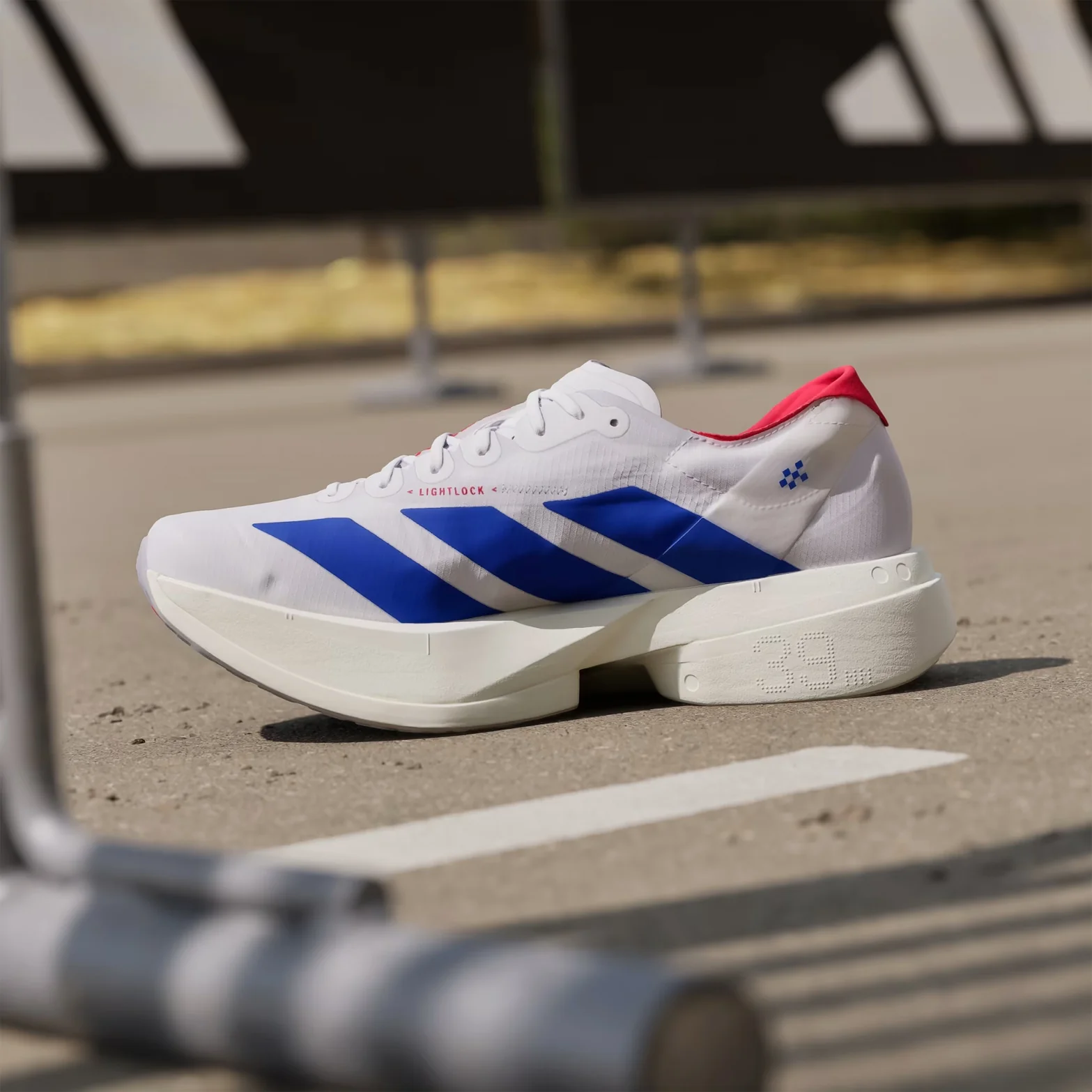 Men's Adizero Adios Pro 4 Running Shoes Cloud White / Royal Blue / Pure Ruby - Image 2