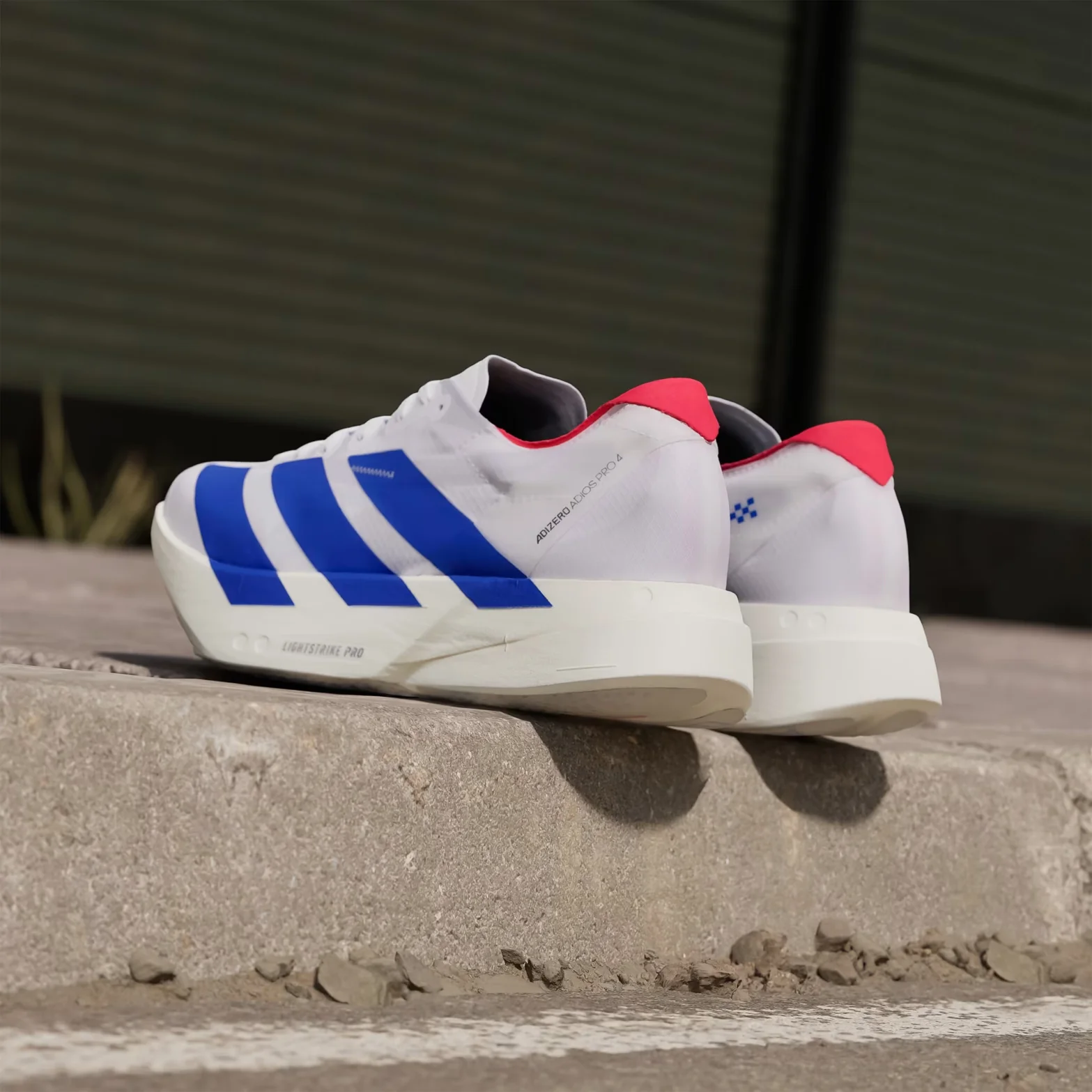 Men's Adizero Adios Pro 4 Running Shoes Cloud White / Royal Blue / Pure Ruby - Image 5