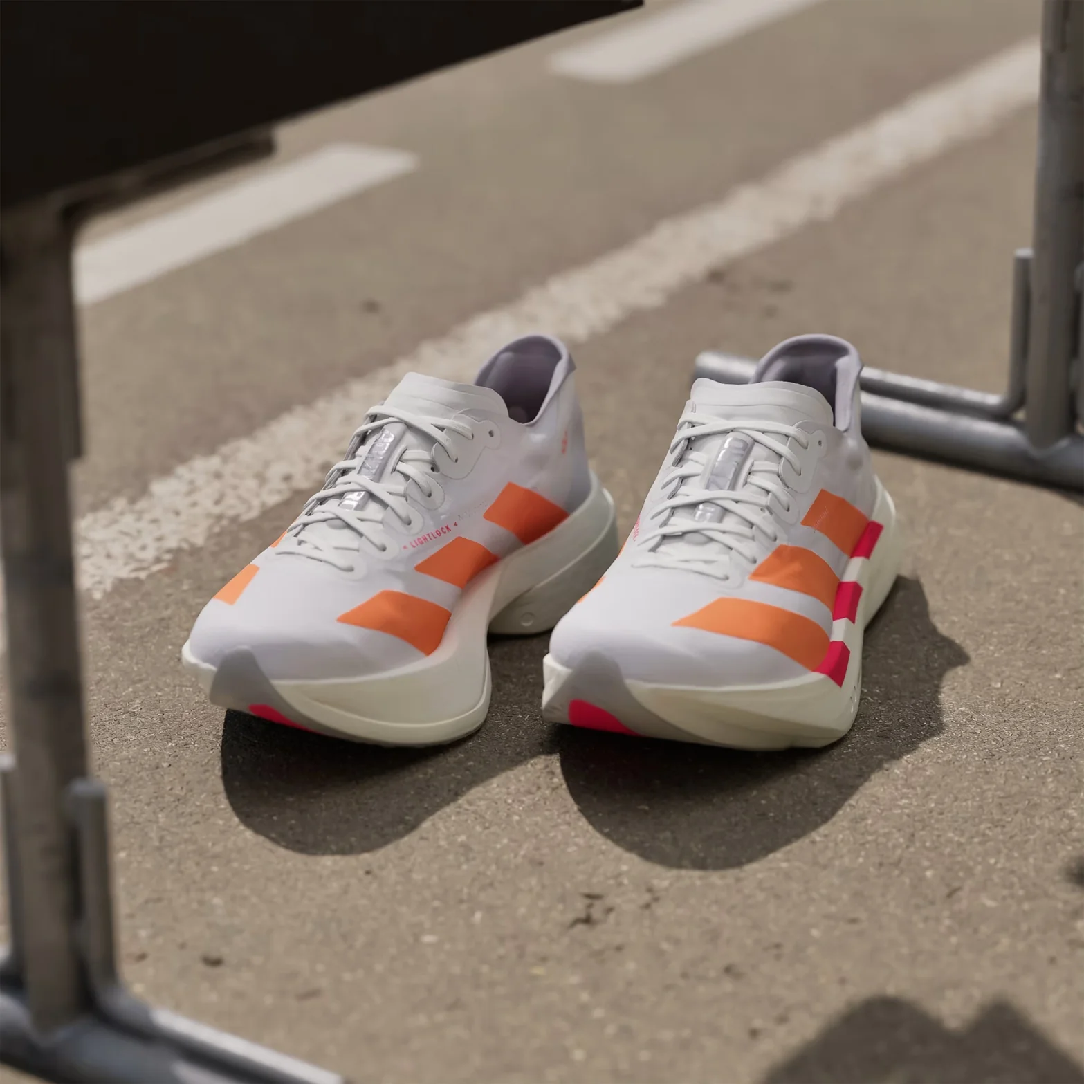 Men's Adizero Adios Pro 4 Running Shoes Cloud White / Lucid Orange / Lucid Red - Image 3