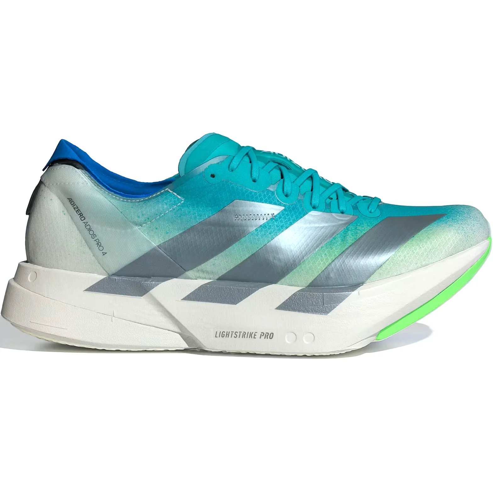 Men's Adizero Adios Pro 4 Running Shoes Hi-Res Aqua / Iron Metallic / Grey One