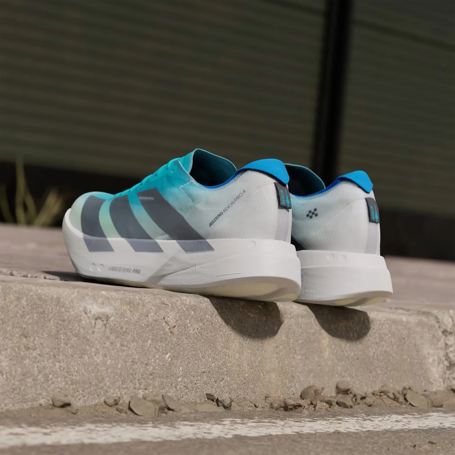 Men's Adizero Adios Pro 4 Running Shoes Hi-Res Aqua / Iron Metallic / Grey One - Image 4