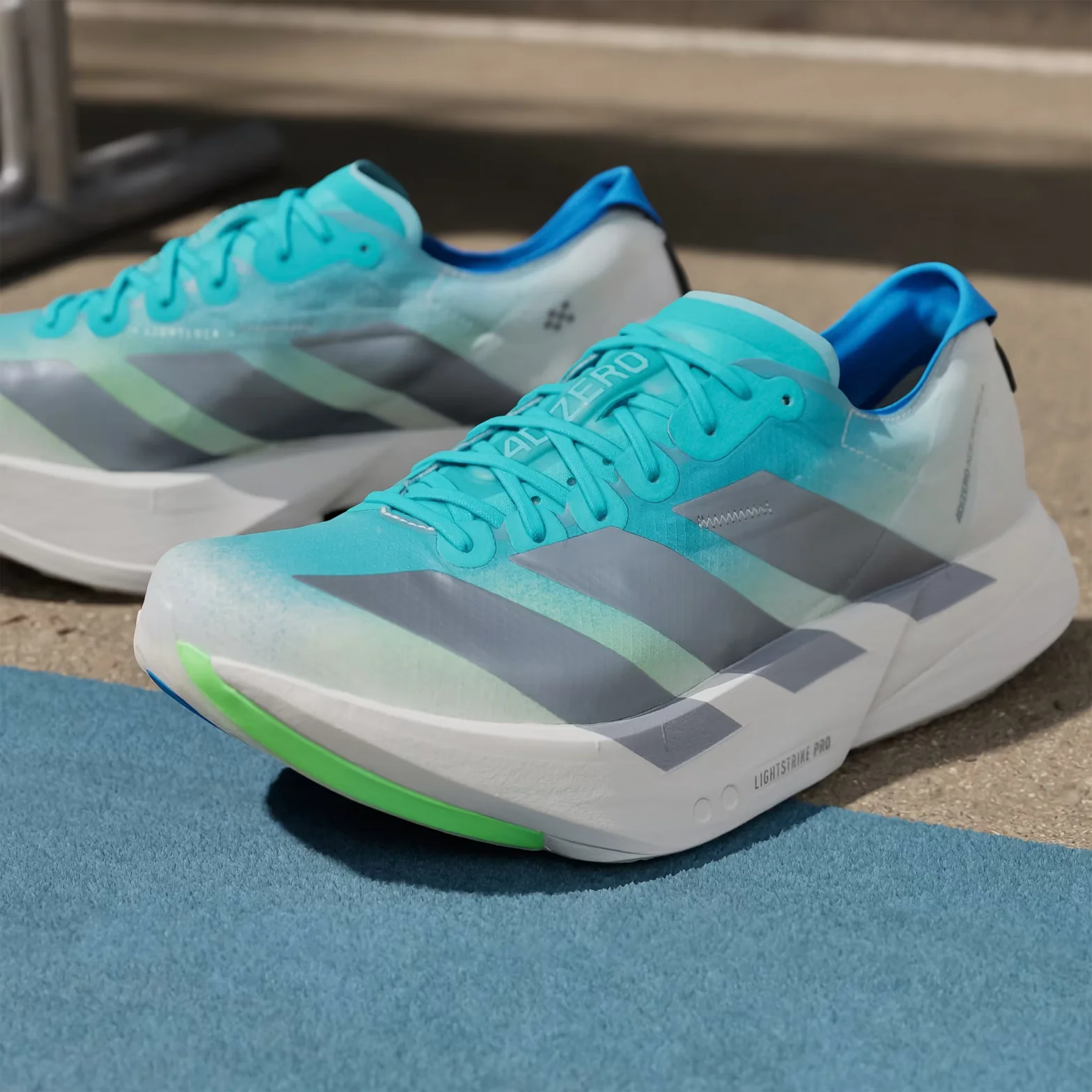 Men's Adizero Adios Pro 4 Running Shoes Hi-Res Aqua / Iron Metallic / Grey One - Image 5