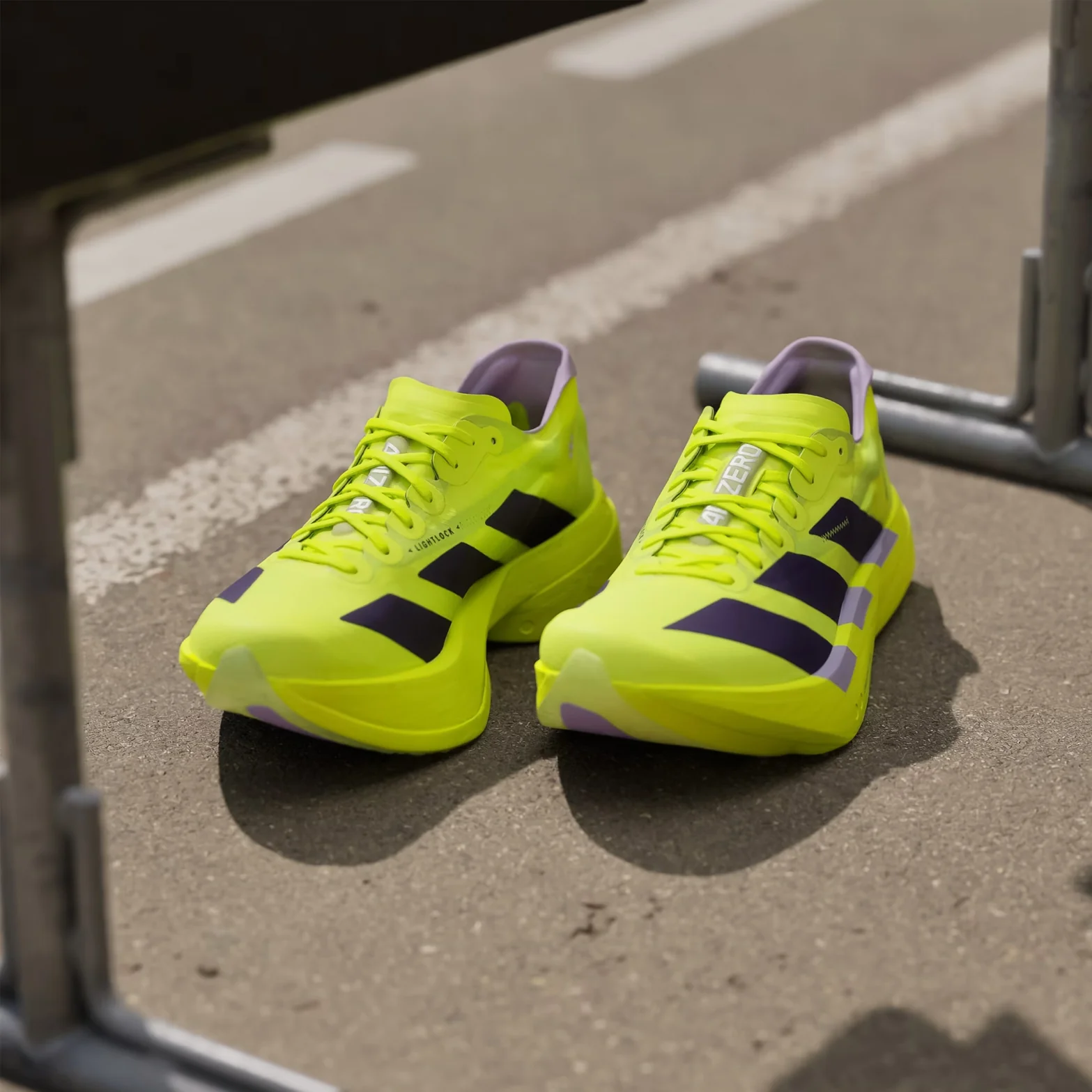Men's Adizero Adios Pro 4 Running Shoes Solar Yellow / Aurora Plum / Powder Plum - Image 3