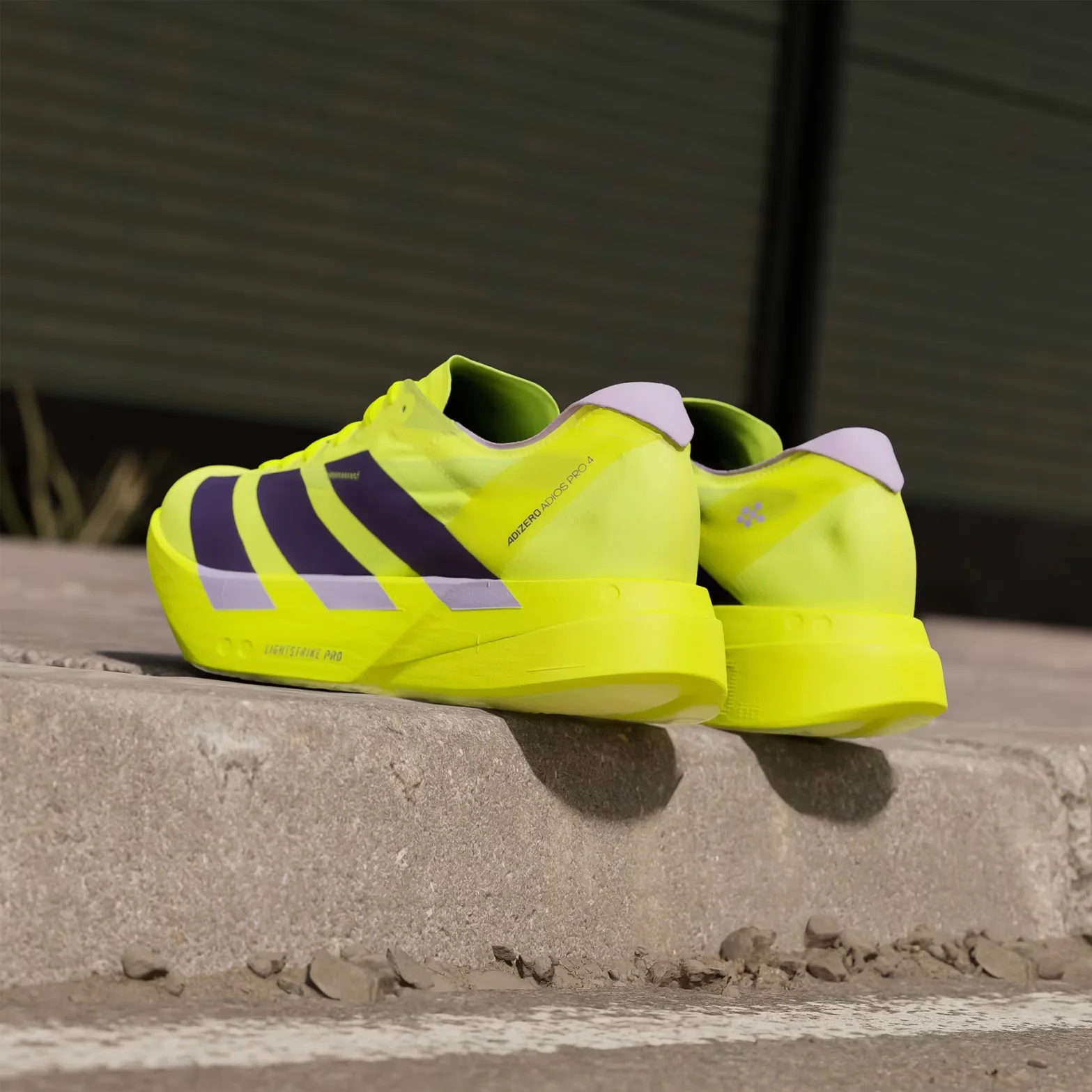 Men's Adizero Adios Pro 4 Running Shoes Solar Yellow / Aurora Plum / Powder Plum - Image 5