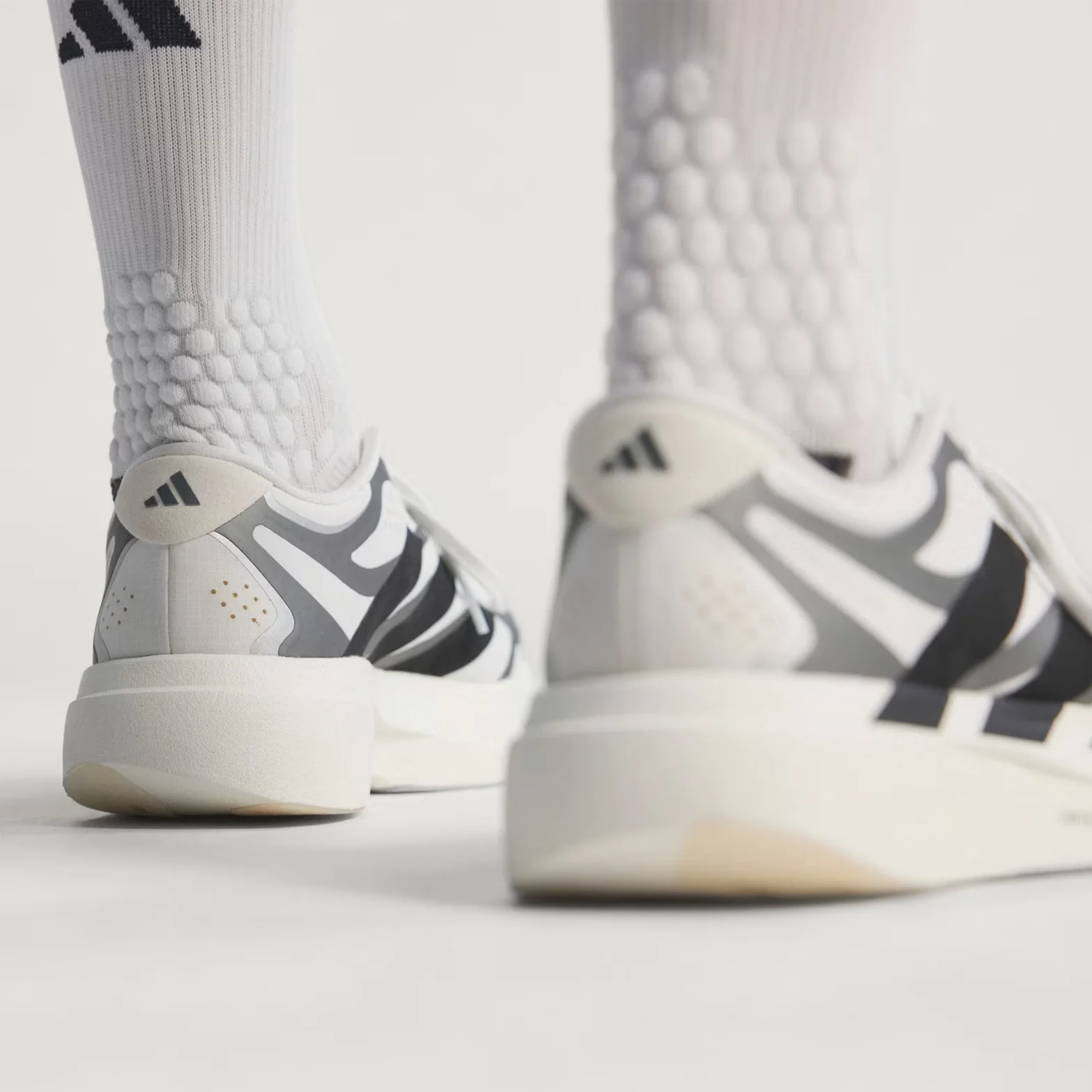Men's Adizero EVO SL EXO Running Shoes Cloud White / Core Black / Iron Metallic - Image 5