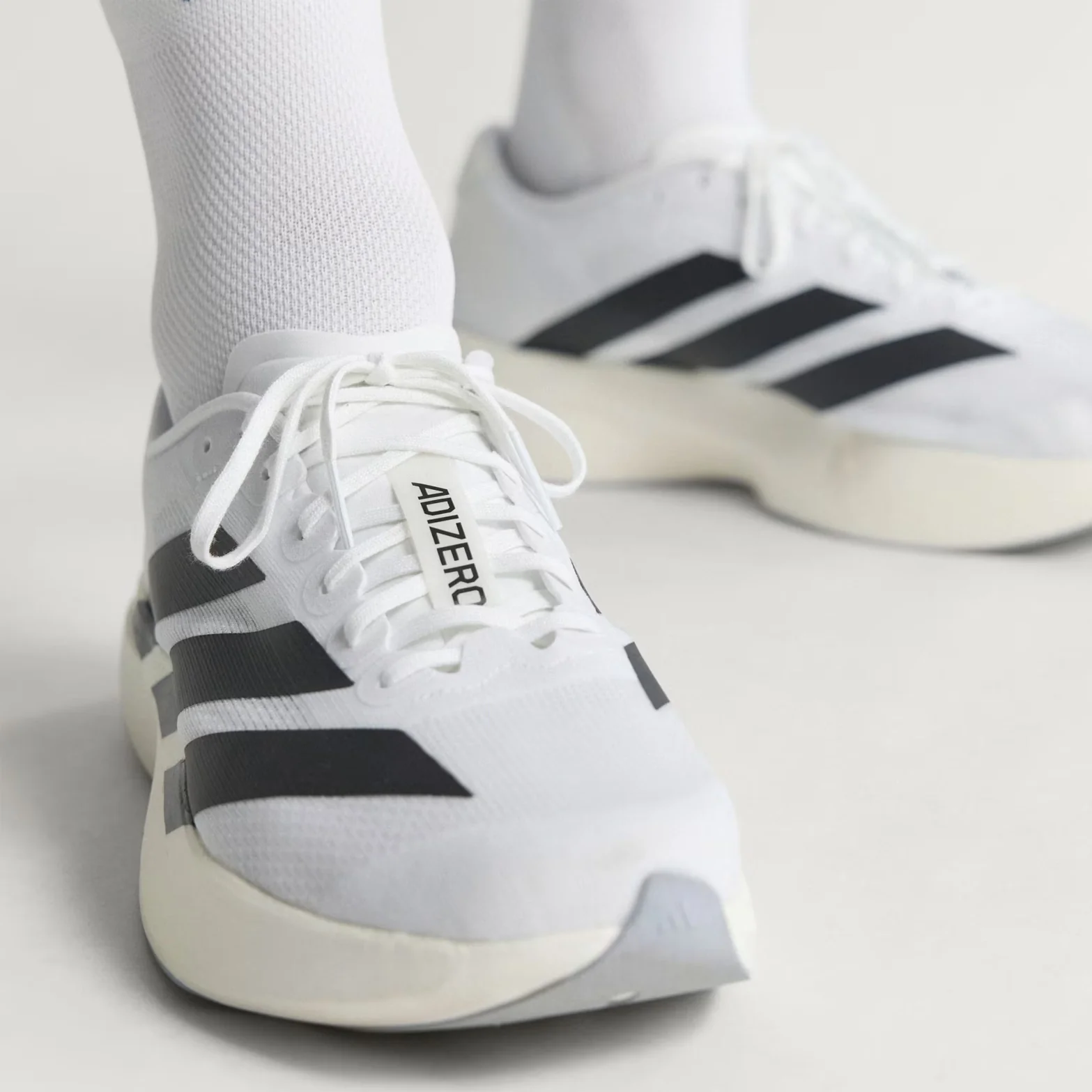 Men's Adizero EVO SL Running Shoes Cloud White / Core Black / Cloud White - Image 4