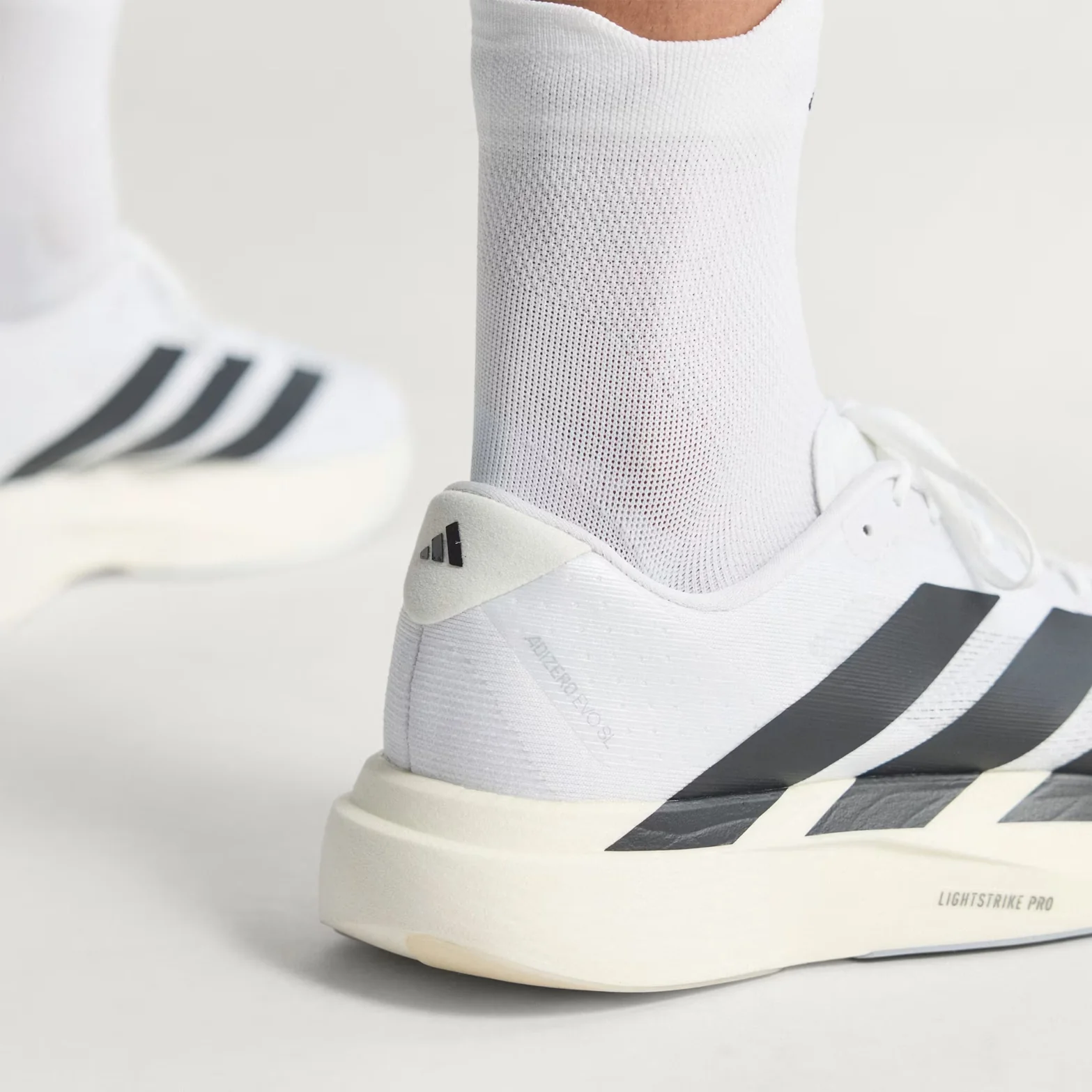 Men's Adizero EVO SL Running Shoes Cloud White / Core Black / Cloud White - Image 5