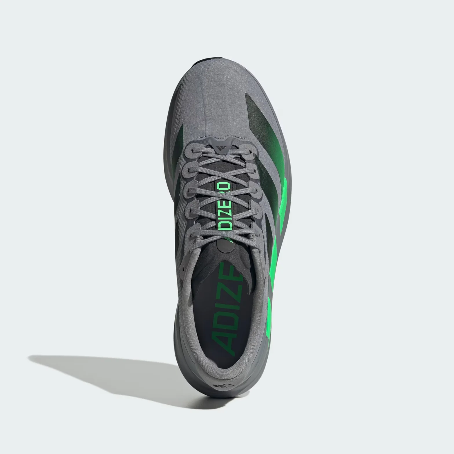 Men's Adizero EVO SL Woven Running Shoes Grey / Screaming Green / Carbon - Image 3