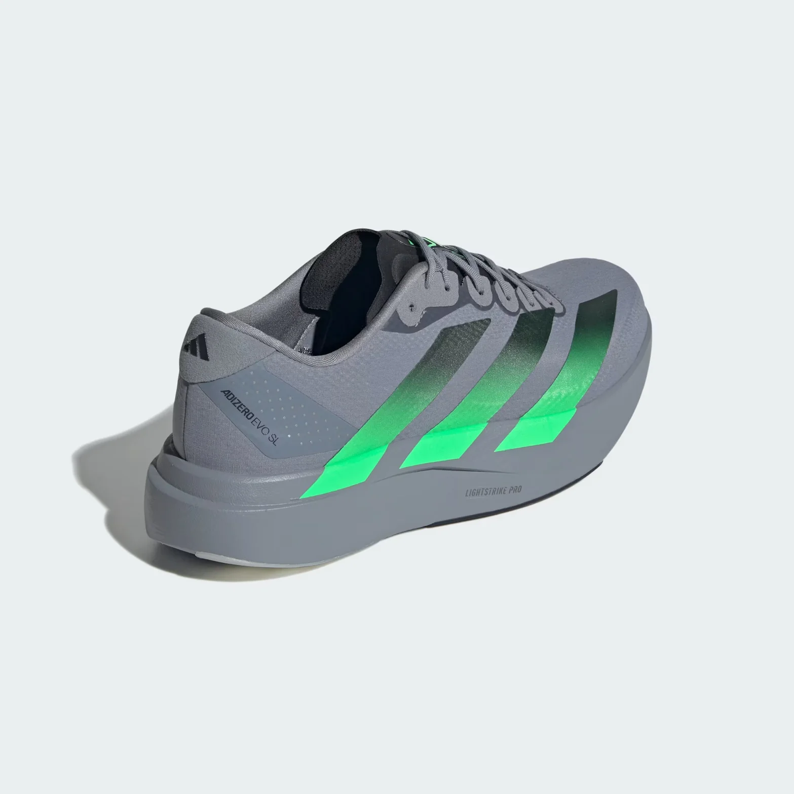 Men's Adizero EVO SL Woven Running Shoes Grey / Screaming Green / Carbon - Image 5