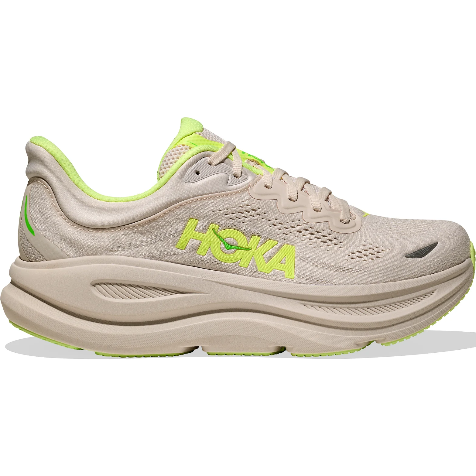 Men's Bondi 9 Running Shoes Grout / Neon Yuzu