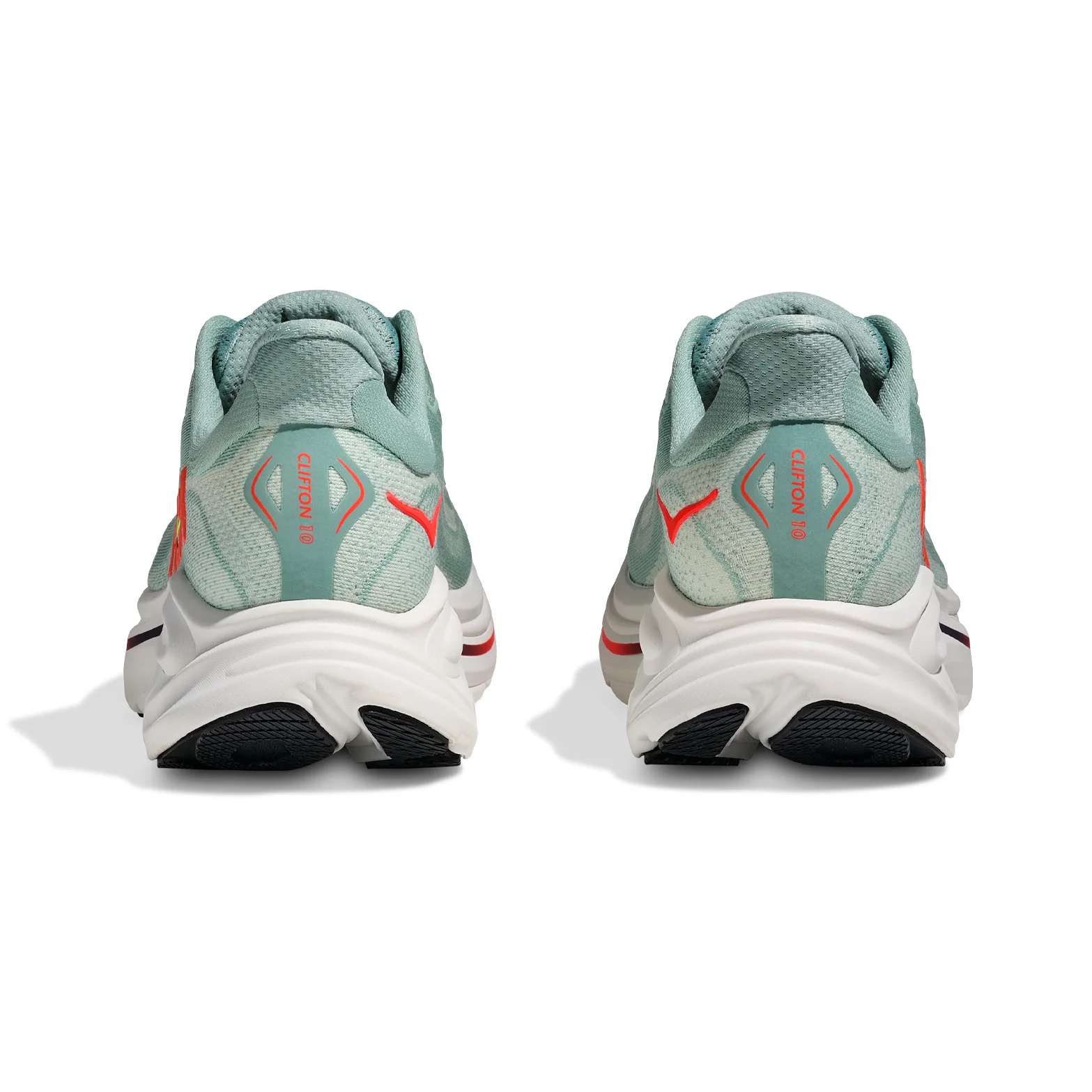 Men's Clifton 10 Running Shoes Sage / Neon Flame - Image 5