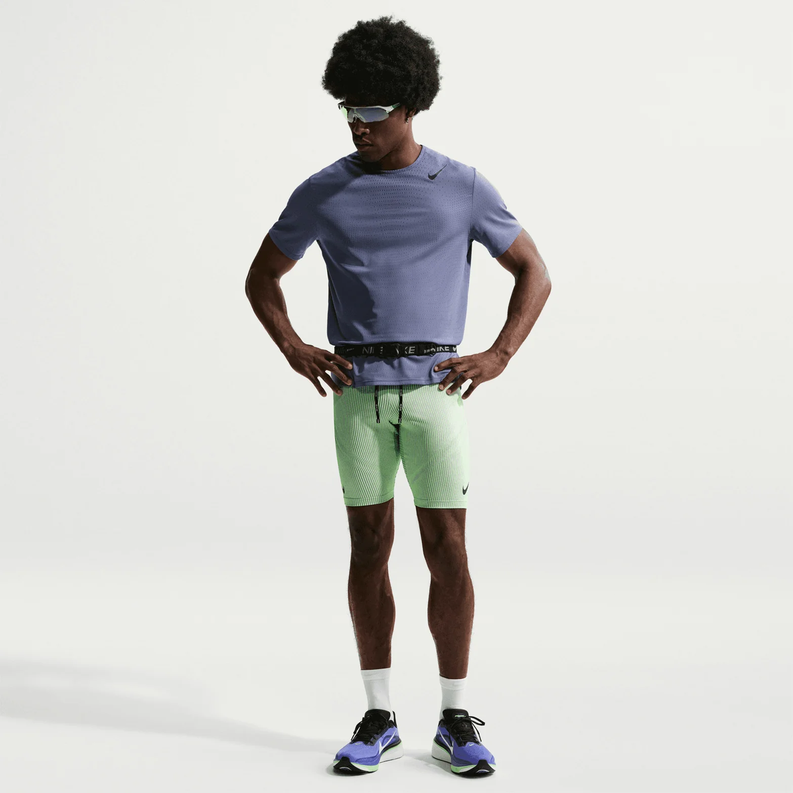 Men's Dri-FIT AeroSwift ADV Half Tights Lime Blast / Steam / Black - Image 3