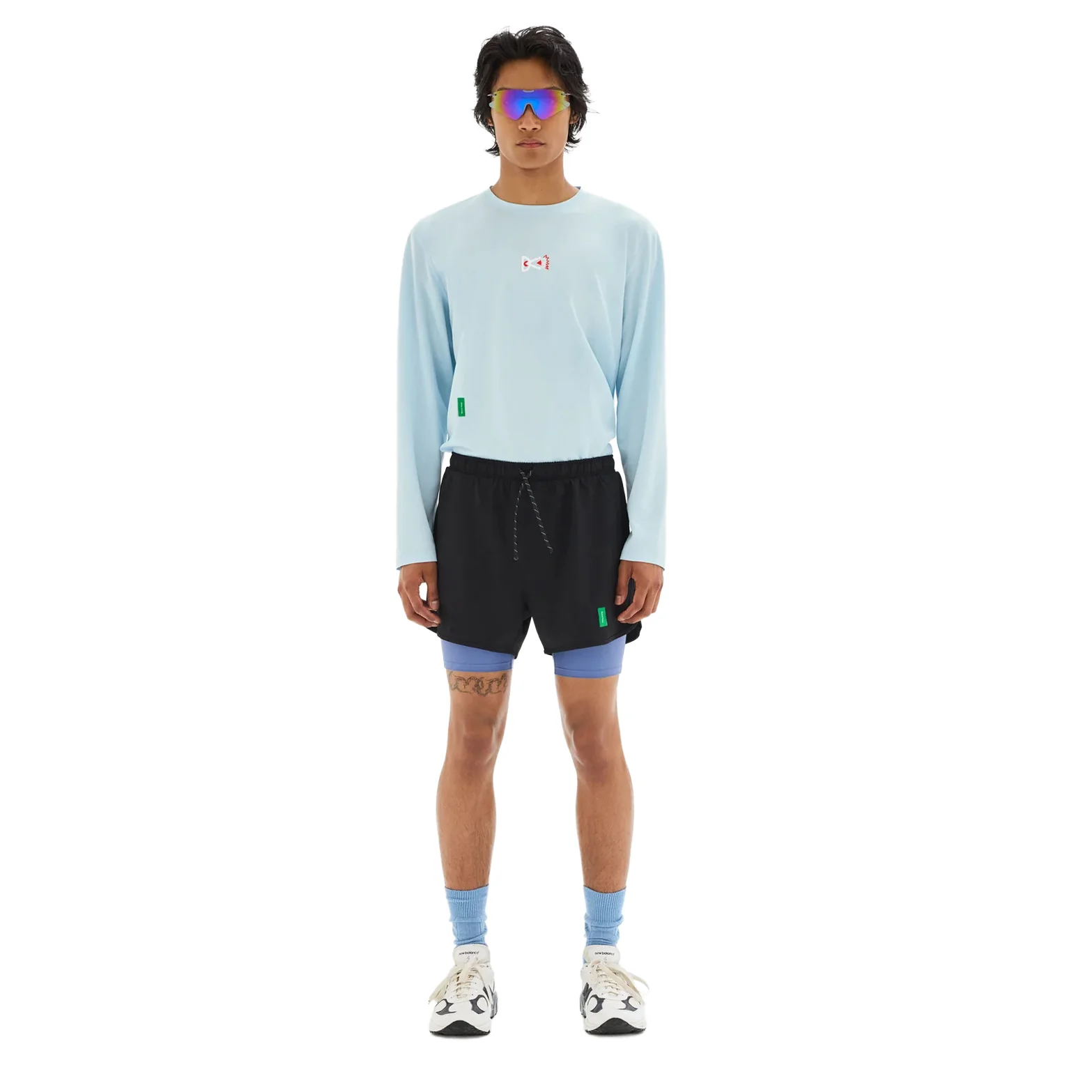 Men's Layered Training Shorts Black / Race Blue - Image 3