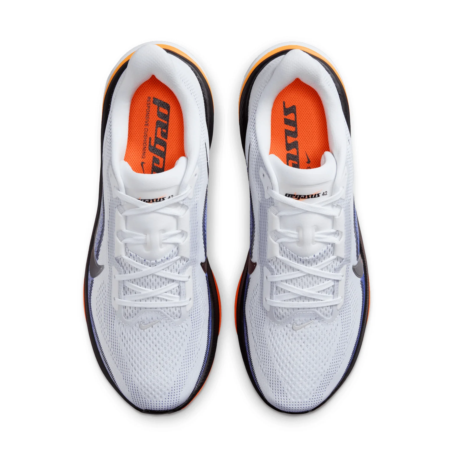 Men's Pegasus 42 Running Shoes White / Lapis / Total Orange / Metallic Silver - Image 3