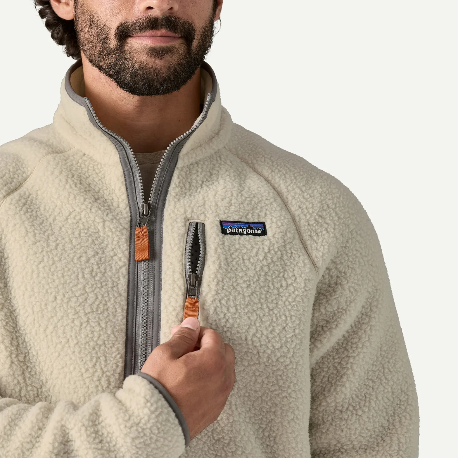Men's Retro Pile Fleece Jacket Pelican / Smolder Blue - Image 4