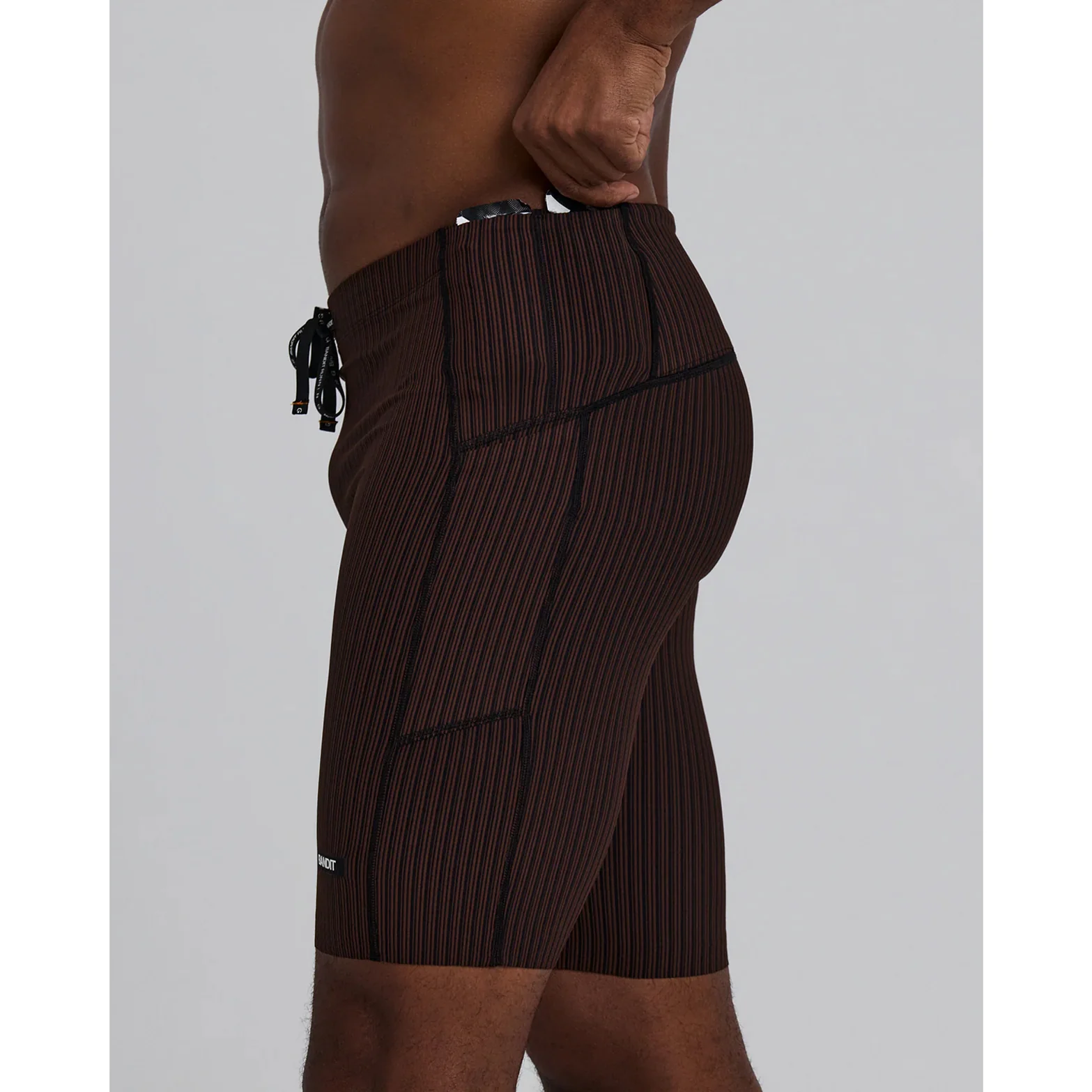 Men's Striped Cadence 7 Pocket Half Tights Cacao / Black - Image 3