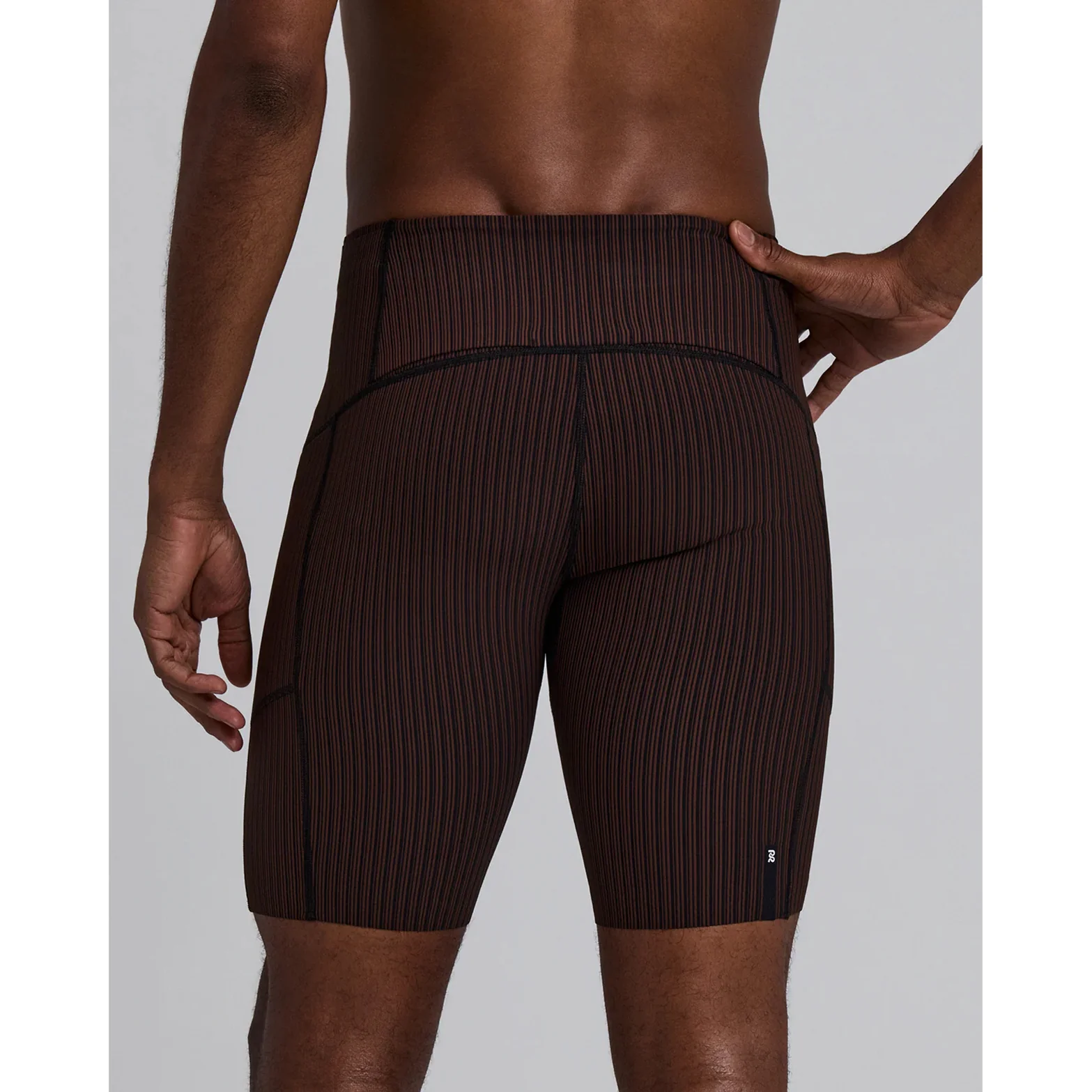 Men's Striped Cadence 7 Pocket Half Tights Cacao / Black - Image 4