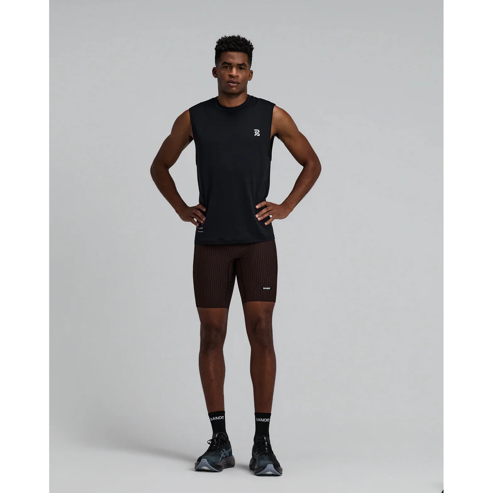 Men's Striped Cadence 7 Pocket Half Tights Cacao / Black - Image 6