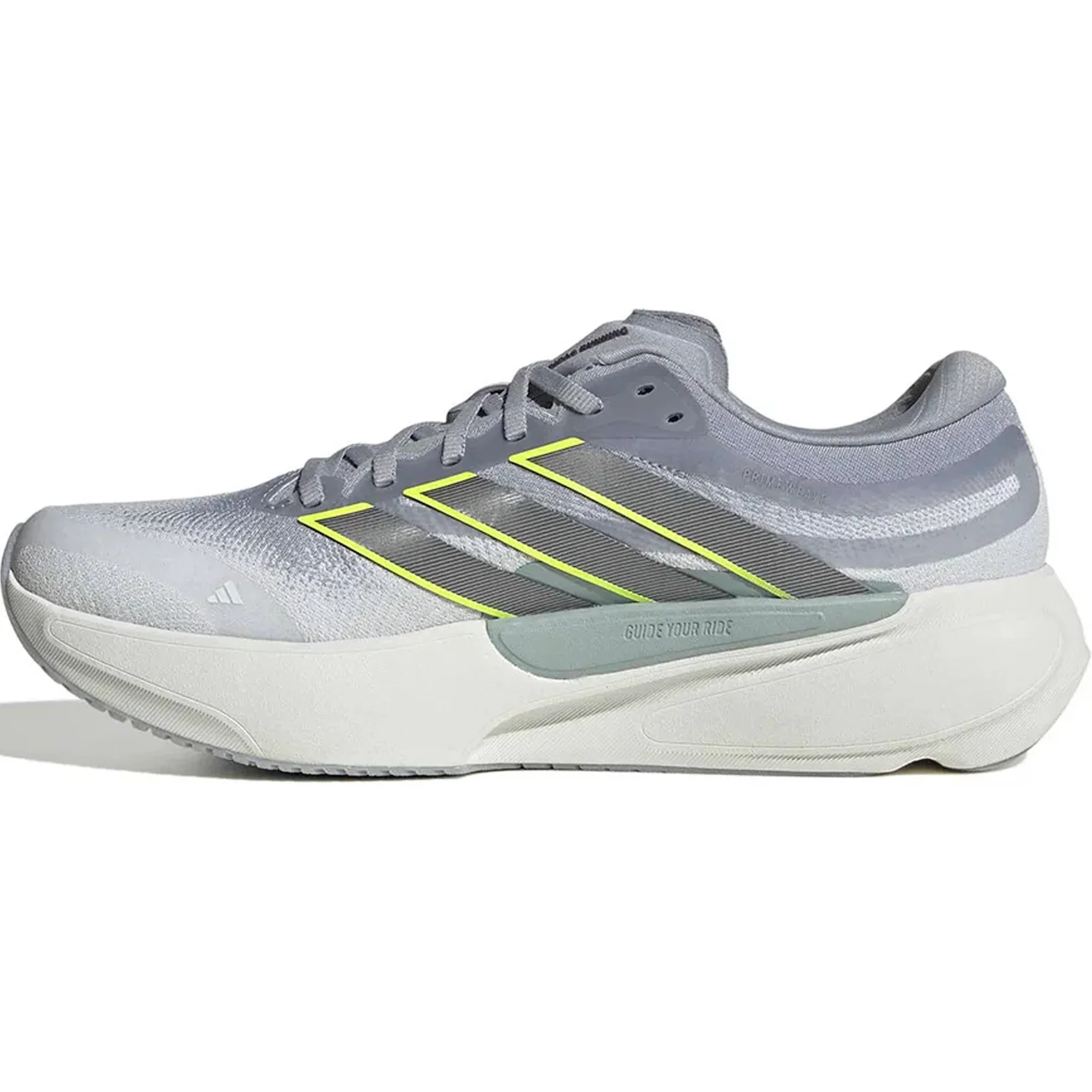 Men's Supernova Solution 3 Running Shoes Crystal White / Iron Metallic / Solar Yellow - Image 2