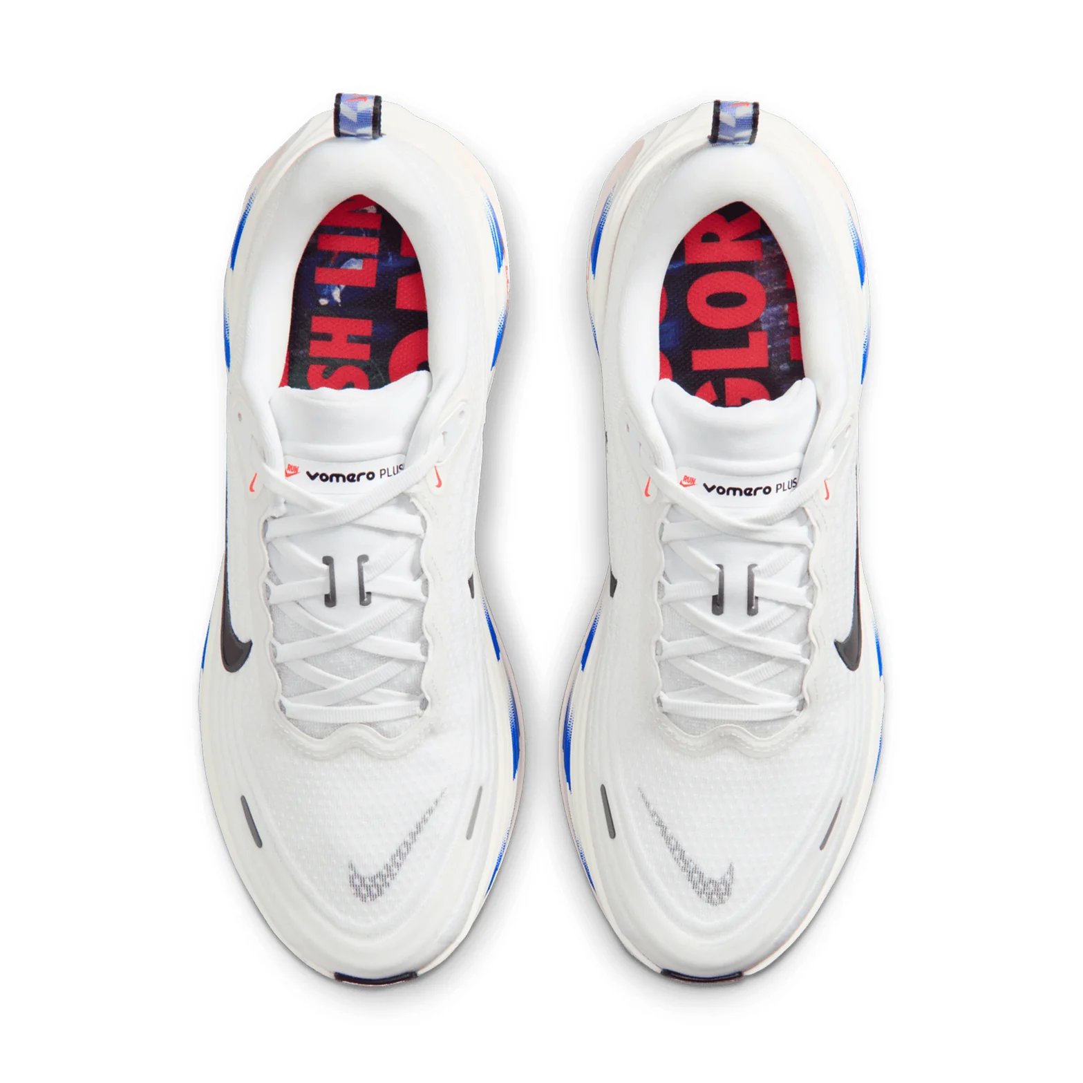 Men's Vomero Plus Running Shoes White / Black / Racer Blue / Bright Crimson - Image 3