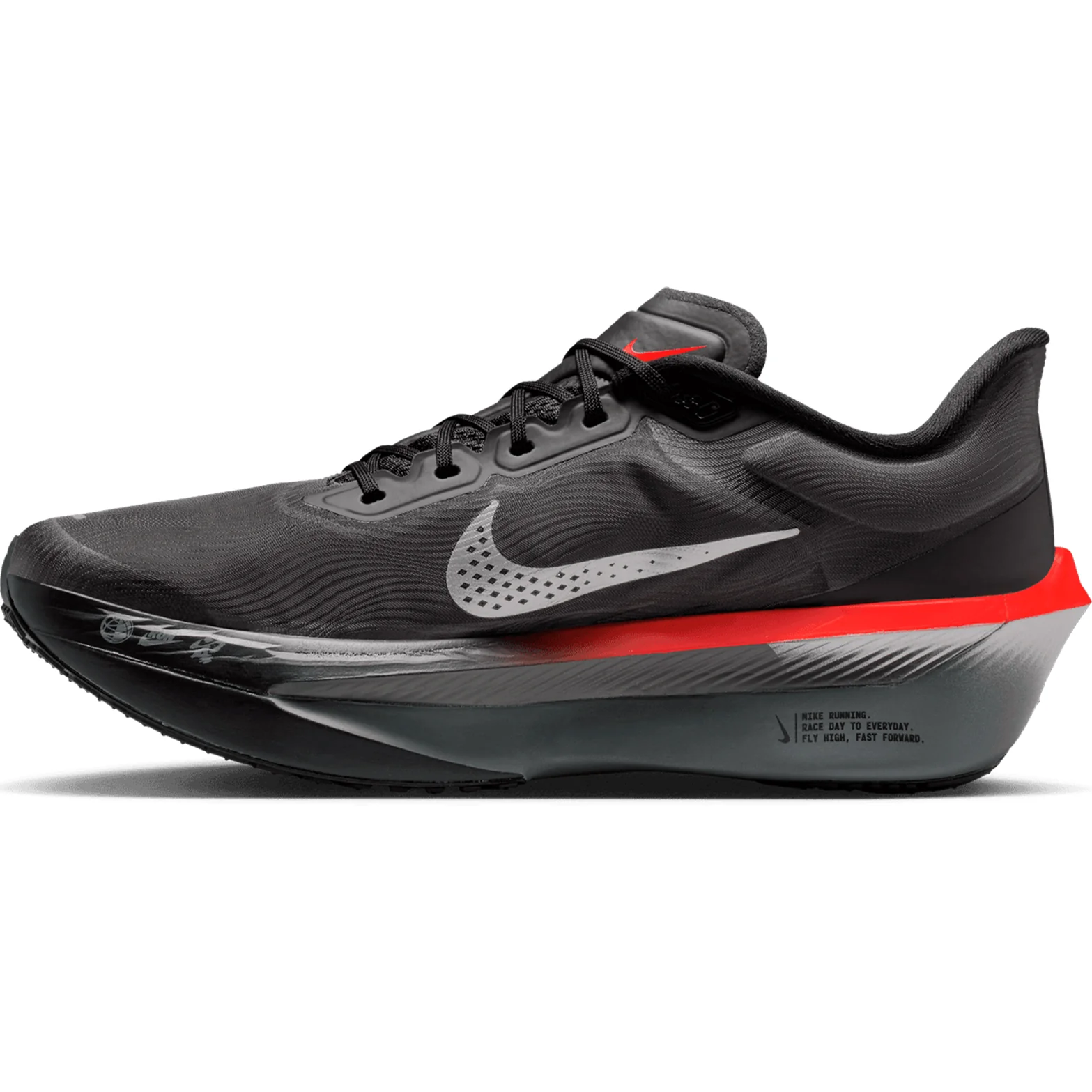 Men's Zoom Fly 6 Running Shoes Black / Metallic Silver / Bright Crimson - Image 2
