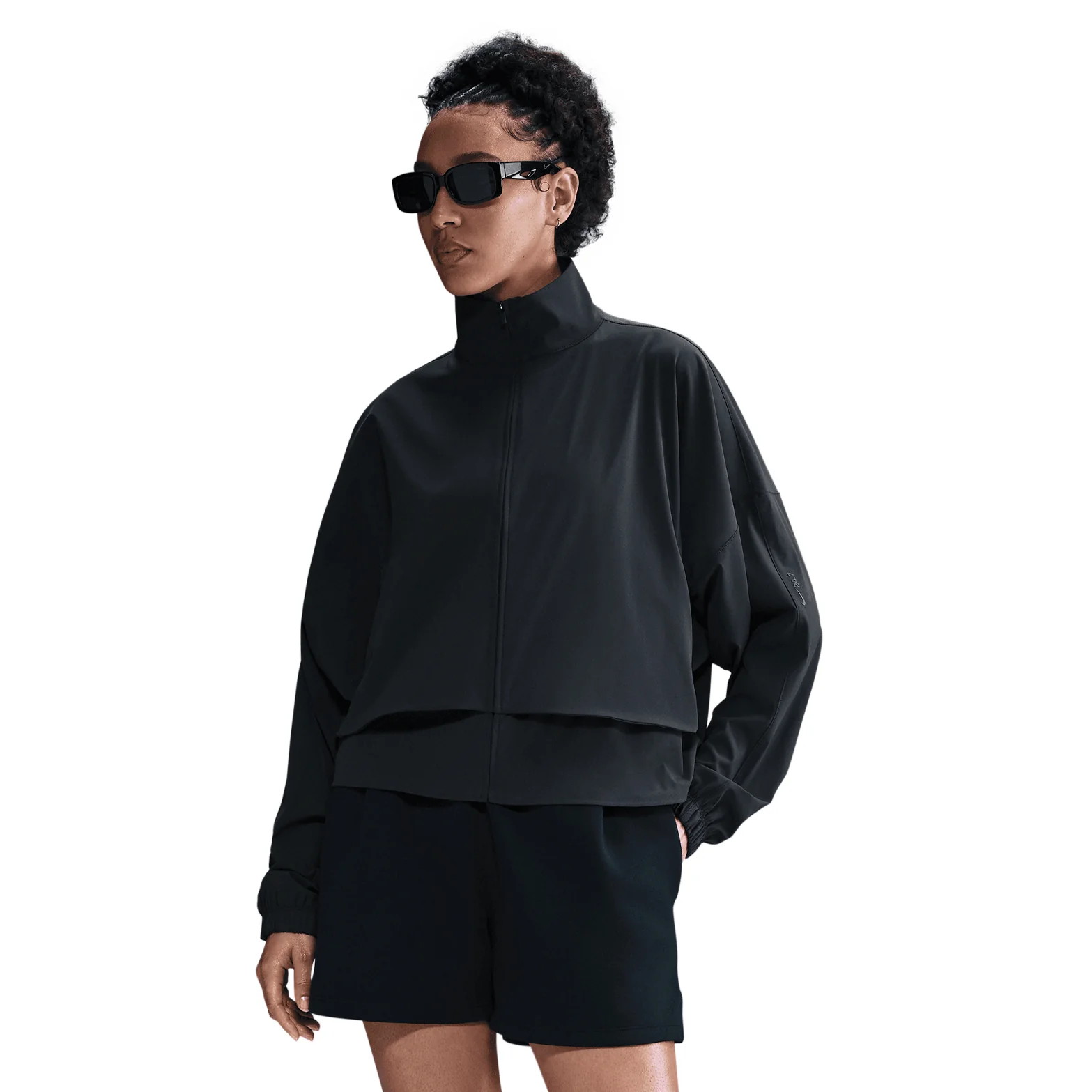 Women's 24.7 PerfectStretch Dri-FIT Oversized Full-Zip Jacket Black / Dark Smoke Grey