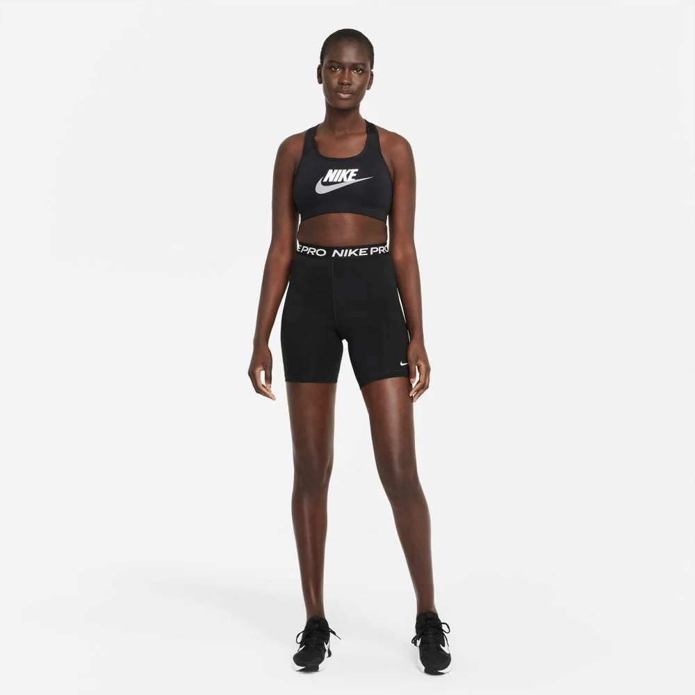 Nike Women's Dri-FIT Swoosh Bra Black / White / Particle Grey - Image 5