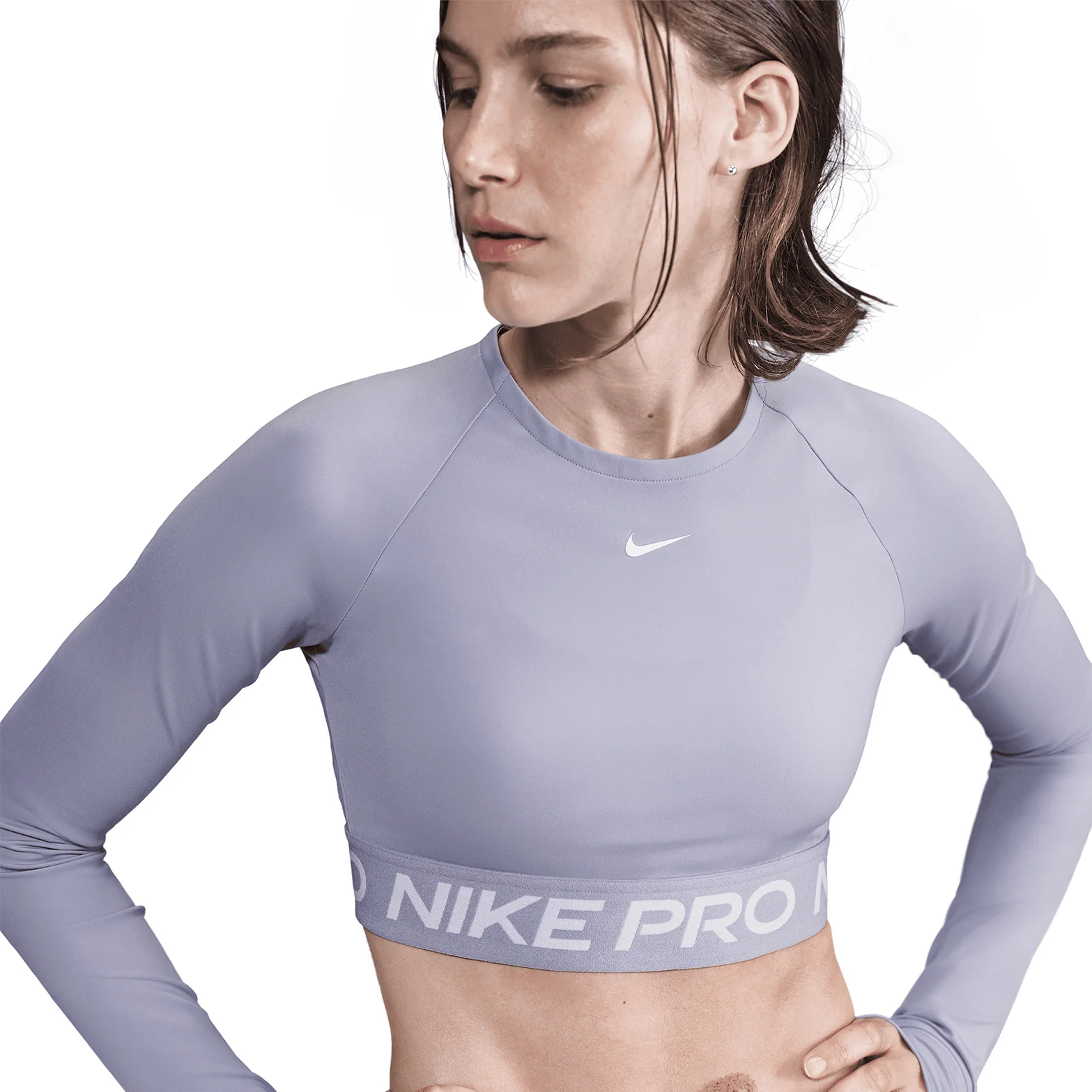 Women's Pro Dri-FIT Cropped Top Lilac Ice / White - Image 4