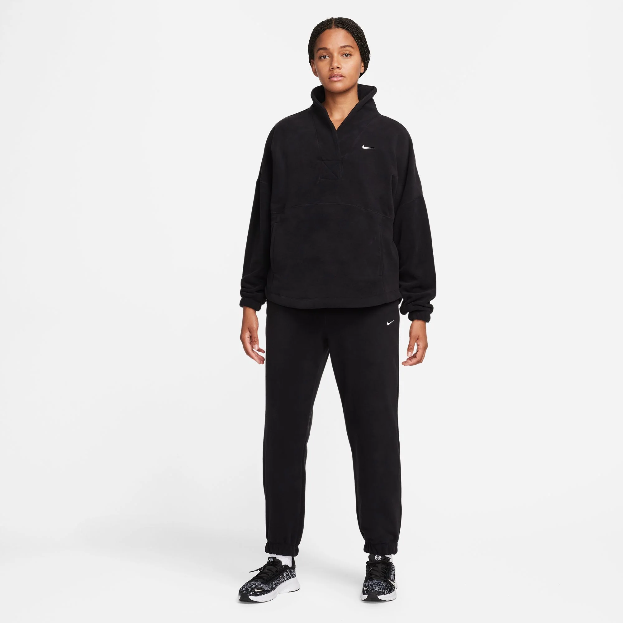 Women's Therma-FIT One Loose Fleece Pants Black / Pale Ivory - Image 3