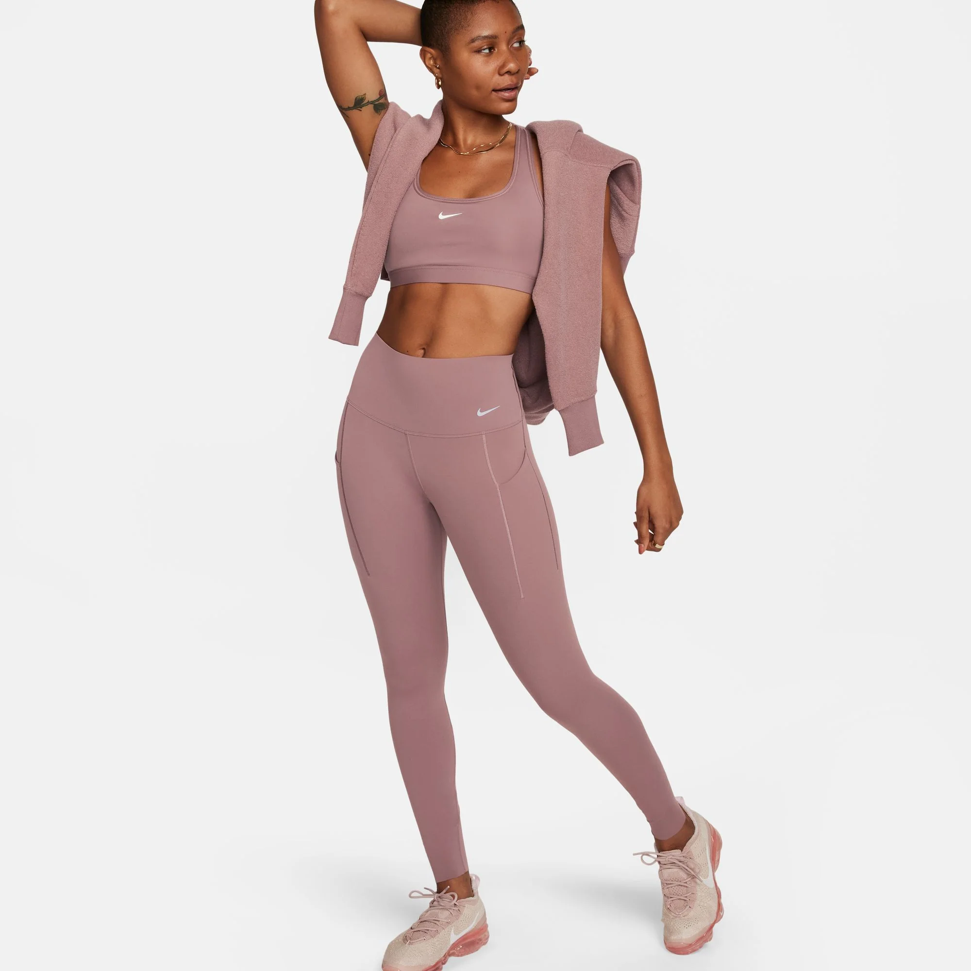 Women's Universa Medium-Support High-Waisted Full Length Leggings Smokey Mauve / Black - Image 3