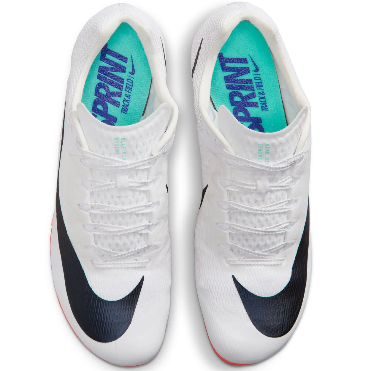 Zoom Rival Sprint Running Spikes White / Obsidian / Bright Crimson / Hyper Turquoise - Image 4