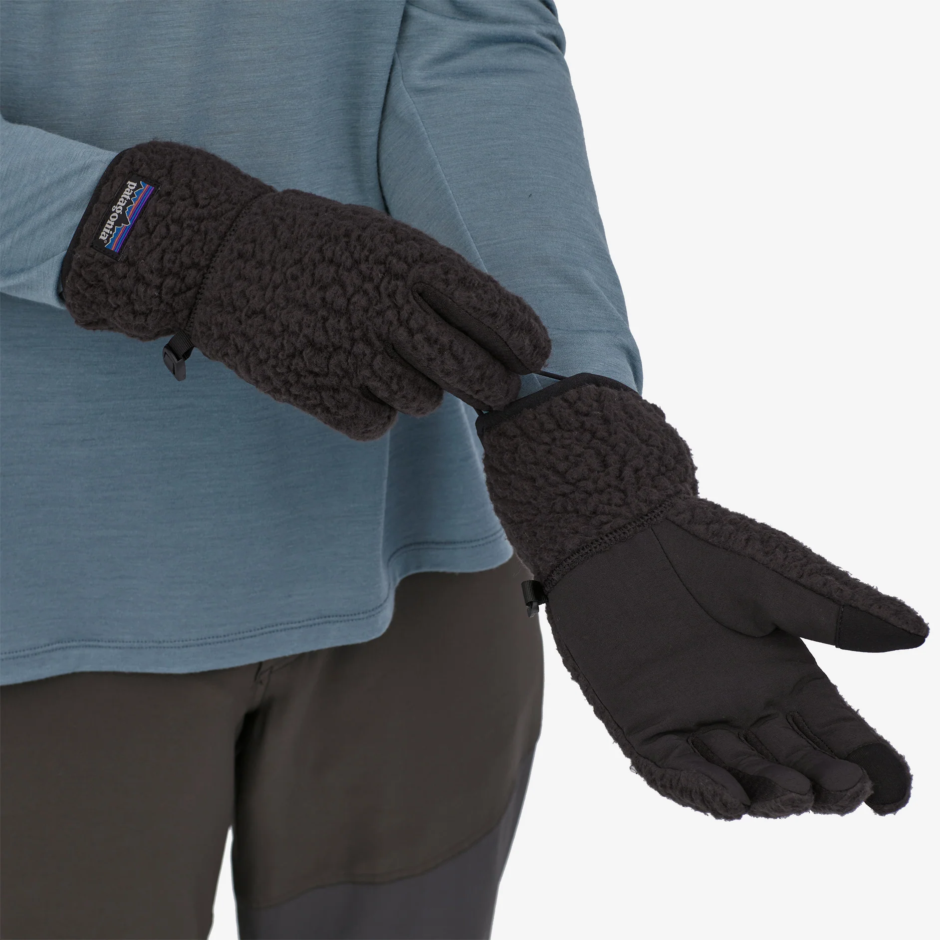 Retro Pile Fleece Gloves Black - Image 3
