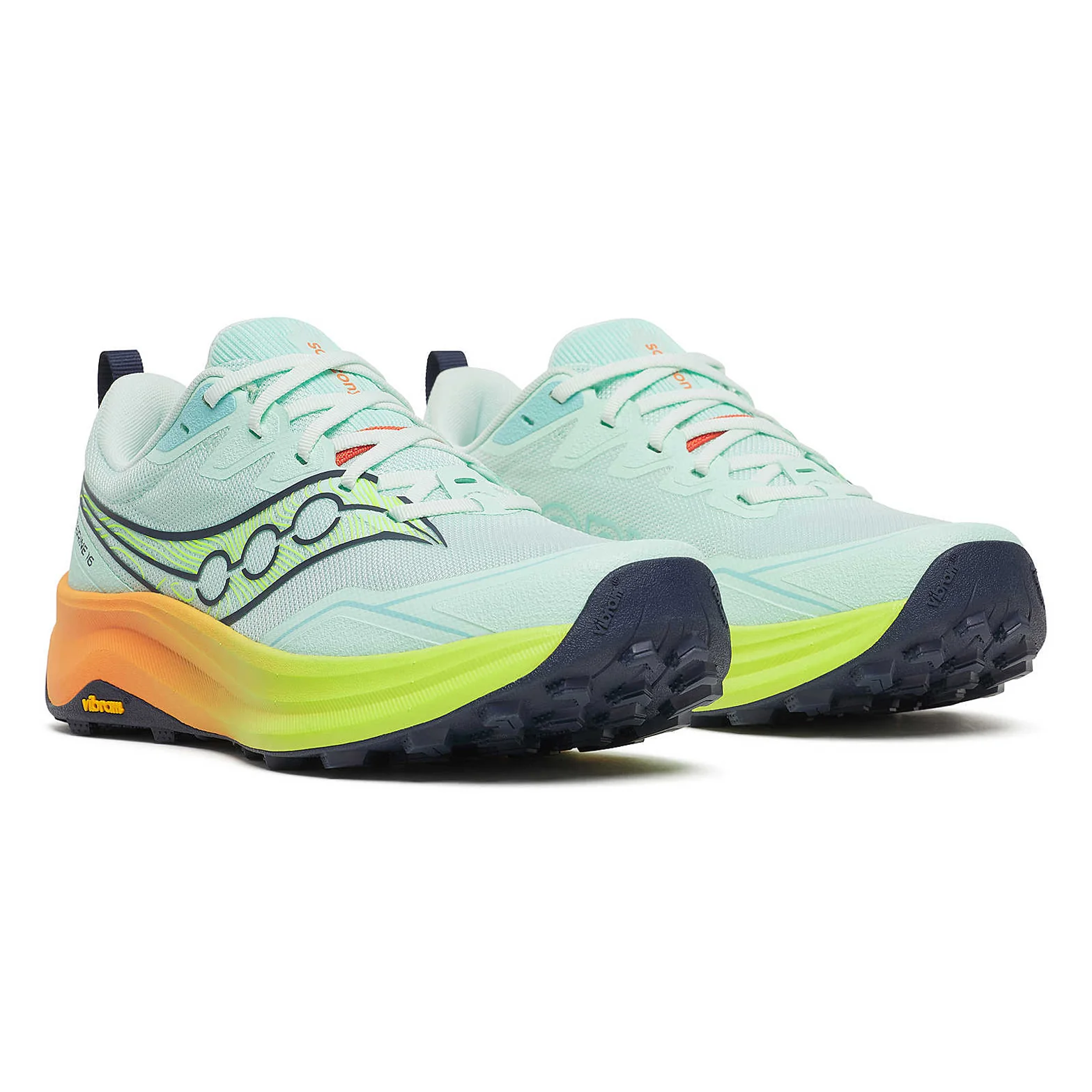 Women's Peregrine 16 Trail Running Shoes Aqua / Citron - Image 6