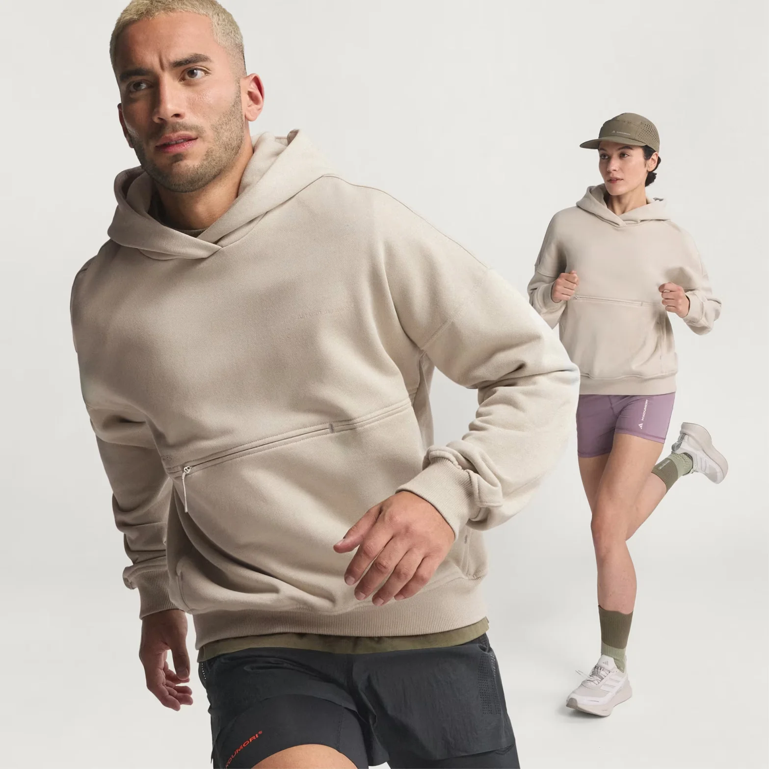 Unisex Adi365 H.Koumori Running Hoodie Putty Grey - Image 3