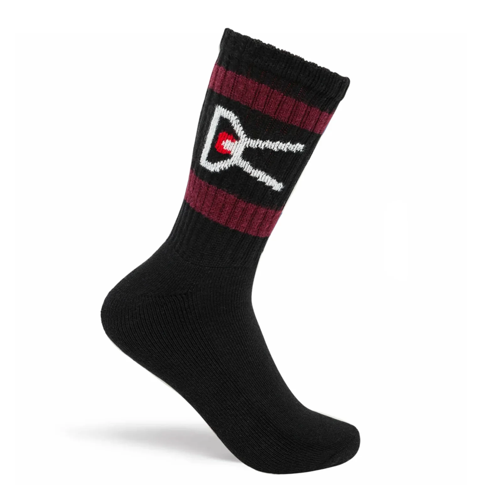 USA Cotton 2 Pack Socks Black / Burgundy Stripe