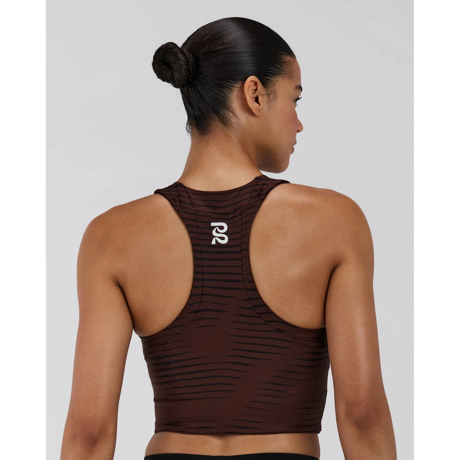 Women's Stamina Race Crop Organic Stripe Cacao - Image 3