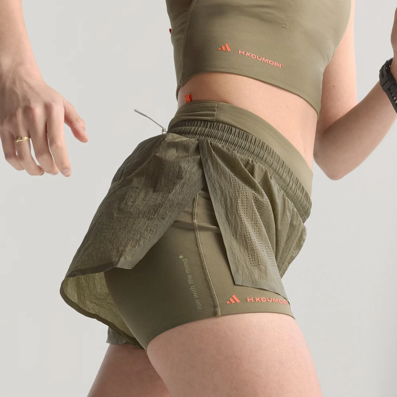 Women's Adi365 H.Koumori Running 2 in 1 Shorts Olive Strata - Image 3