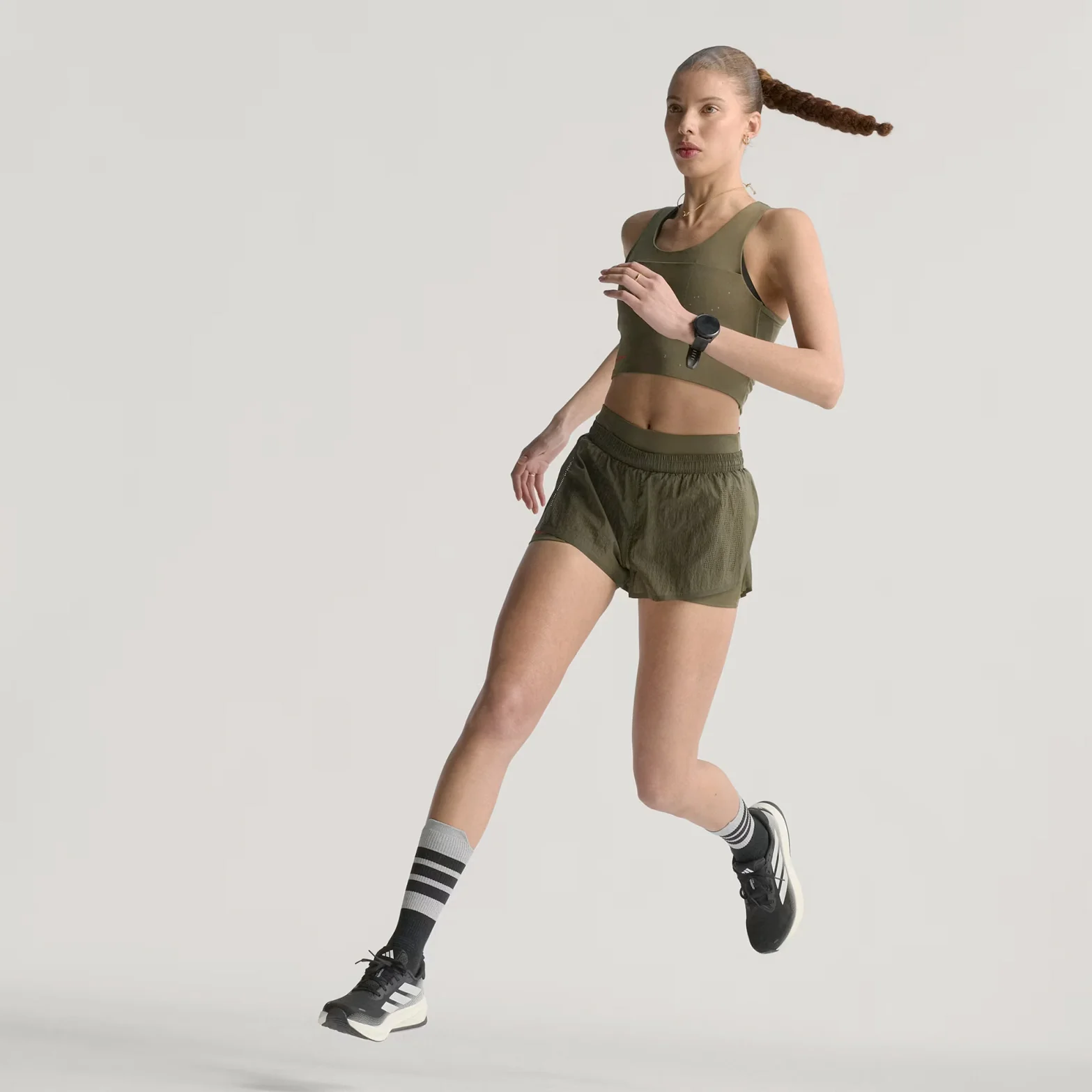 Women's Adi365 H.Koumori Running 2 in 1 Shorts Olive Strata - Image 6