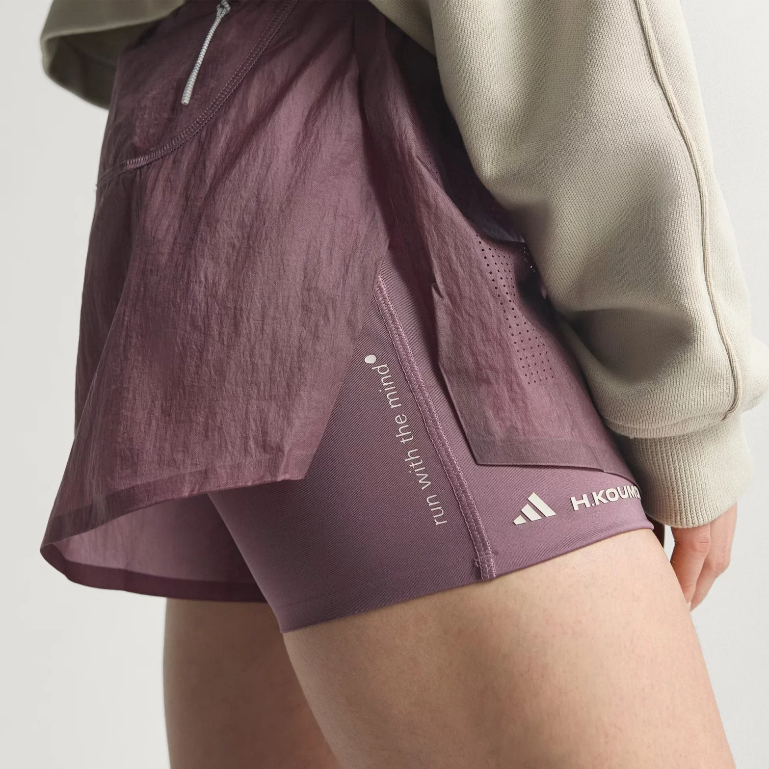 Women's Adi365 H.Koumori Running 2 in 1 Shorts Shadow Fig - Image 3