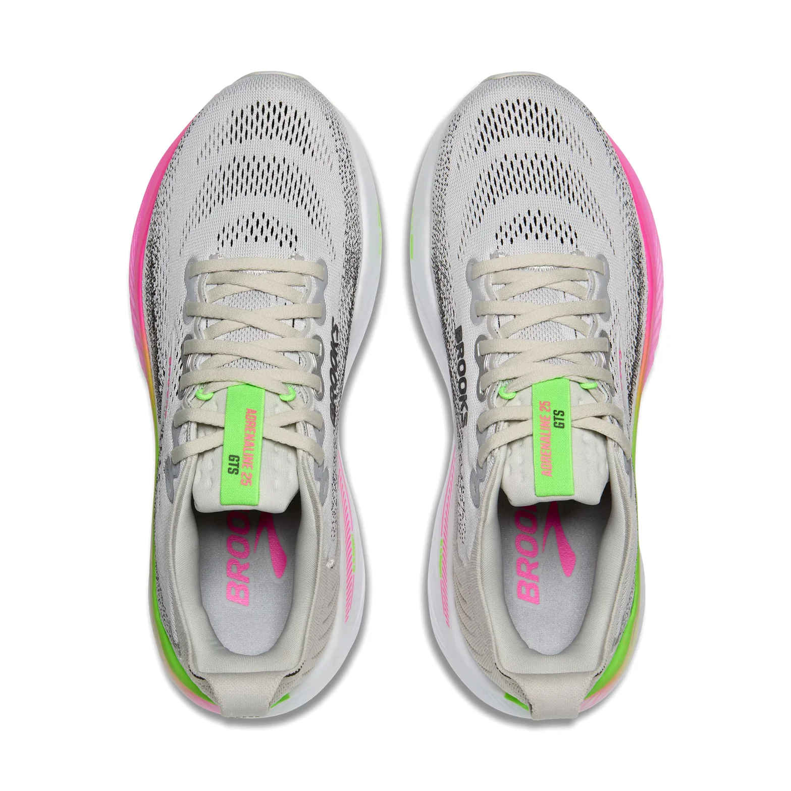 Women's Adrenaline GTS 25 Wide Fit Running Shoes Oyster / Pink / Green - Image 3