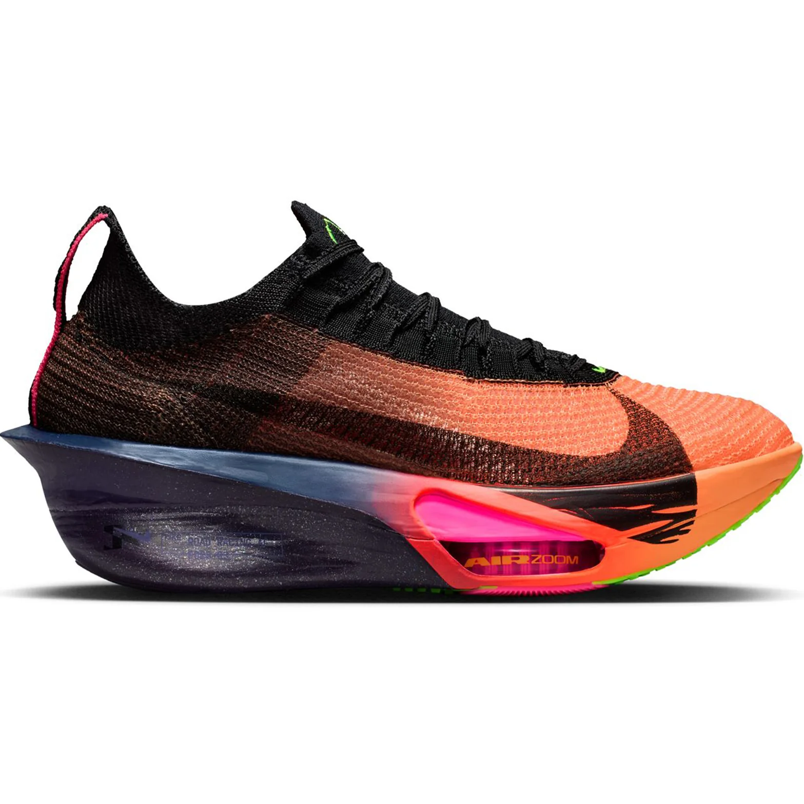 Women's Alphafly 3 GLAM Running Shoes Orange Pulse / Purple Dynasty / Electric Green / Black