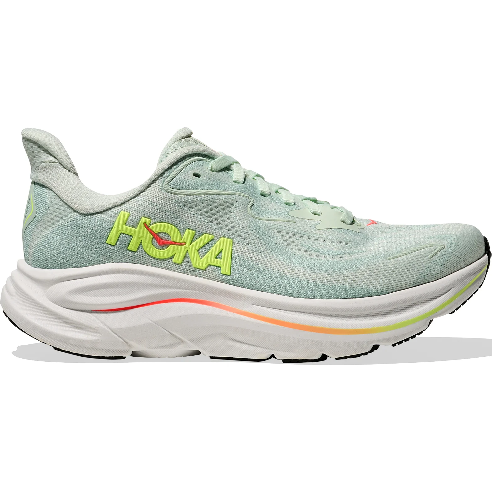 Women's Clifton 10 Wide Fit Running Shoes Sea Glass / Neon Flame