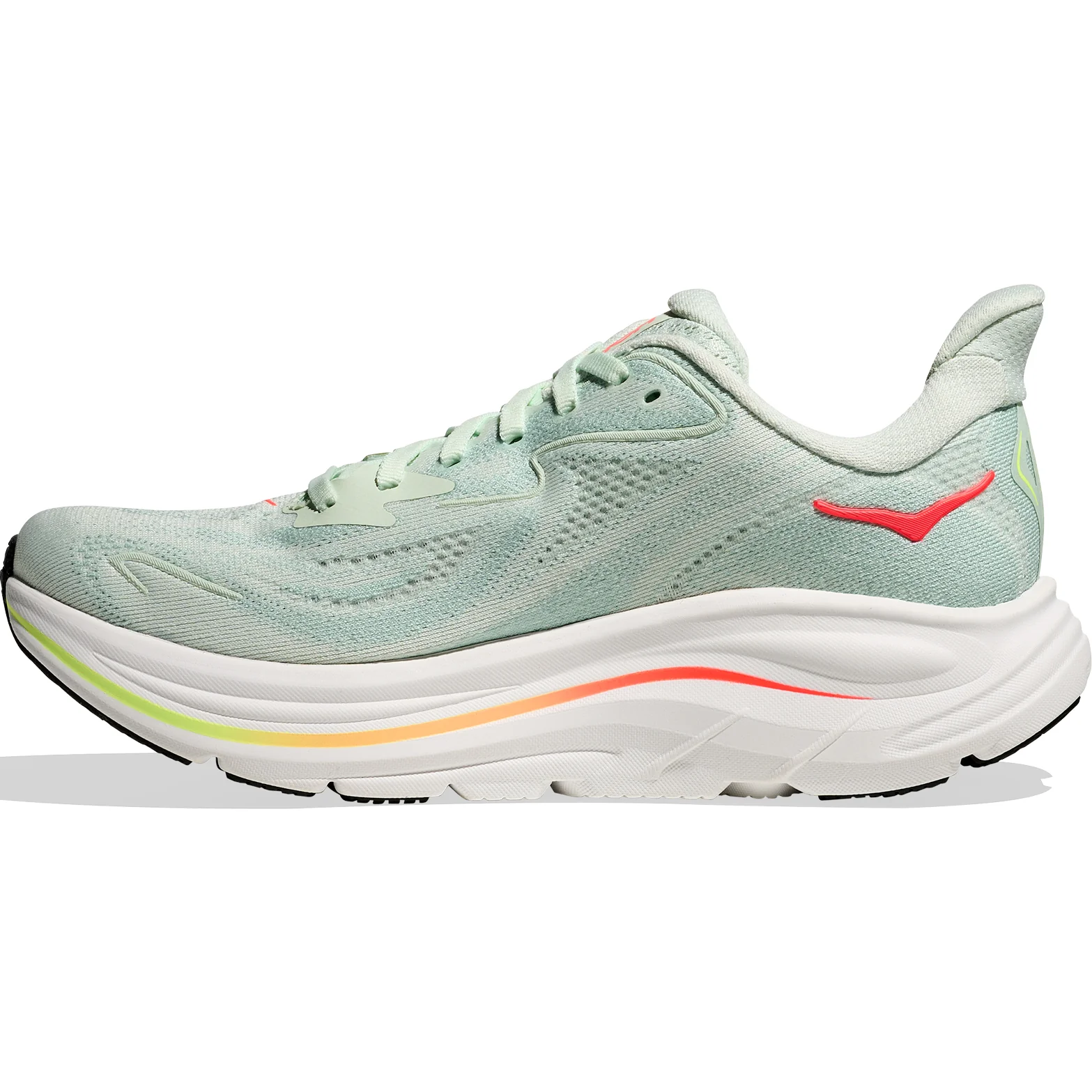 Women's Clifton 10 Wide Fit Running Shoes Sea Glass / Neon Flame - Image 2
