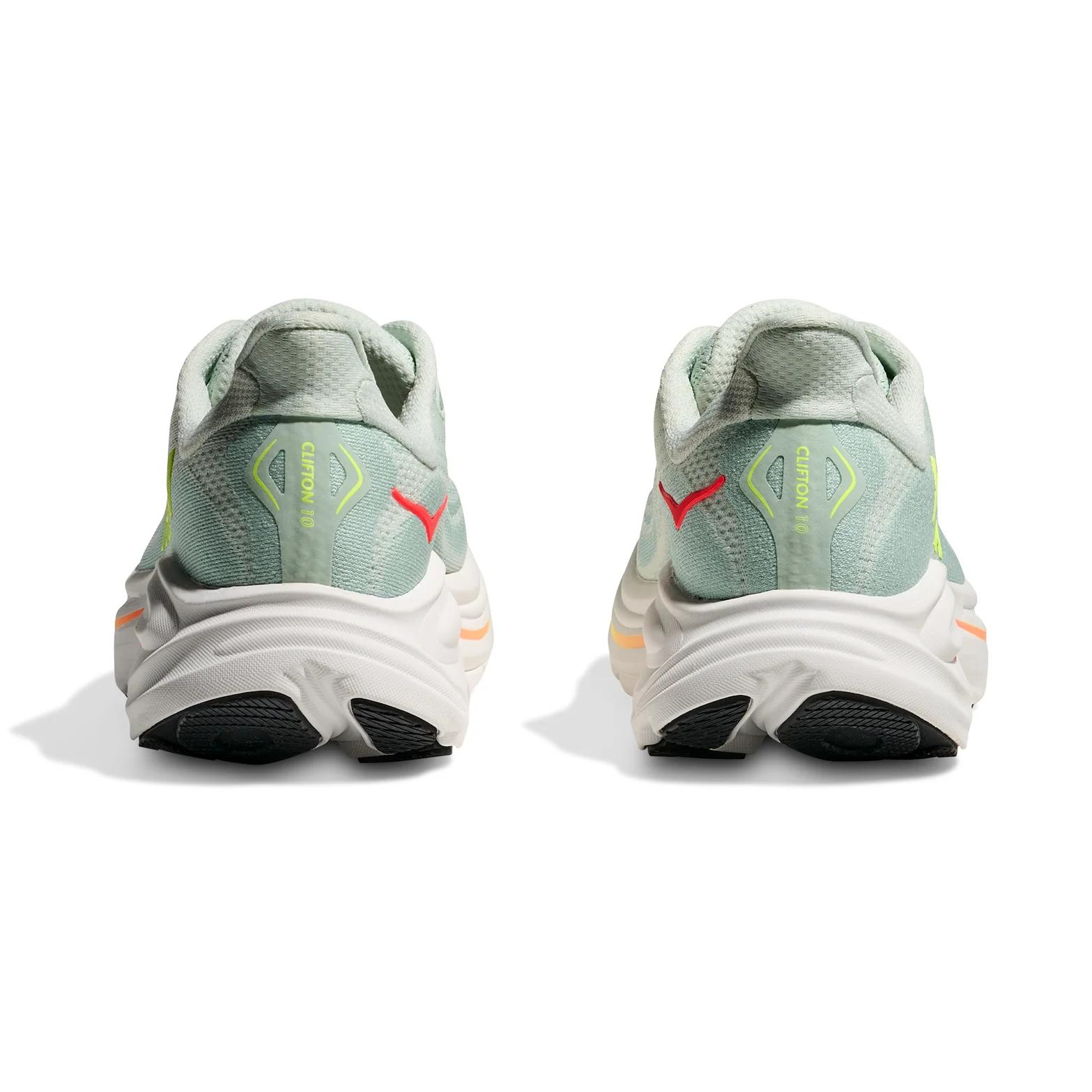 Women's Clifton 10 Wide Fit Running Shoes Sea Glass / Neon Flame - Image 5